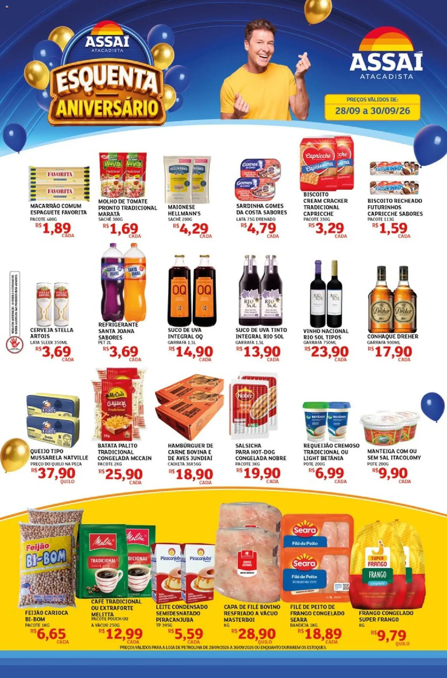 Assaí Atacadista Folheto - válido de 28/09/2026 | Página: 1 | Produtos: Salsicha, Carne, Sal, Leite condensado