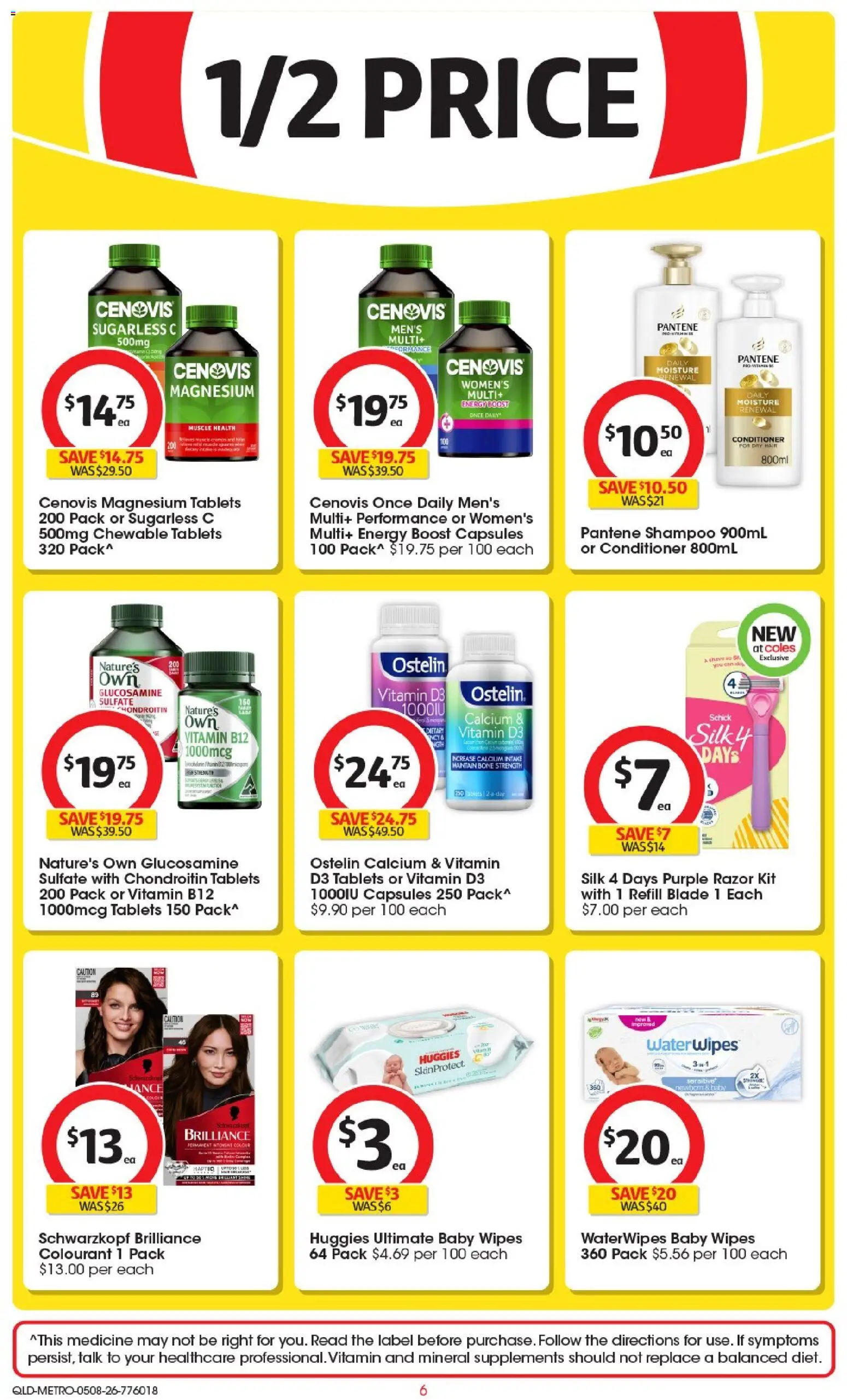 Coles catalogue - valid from 05/08/2026 | Page: 6 | Products: Shampoo, Conditioner, Razor, Vitamin