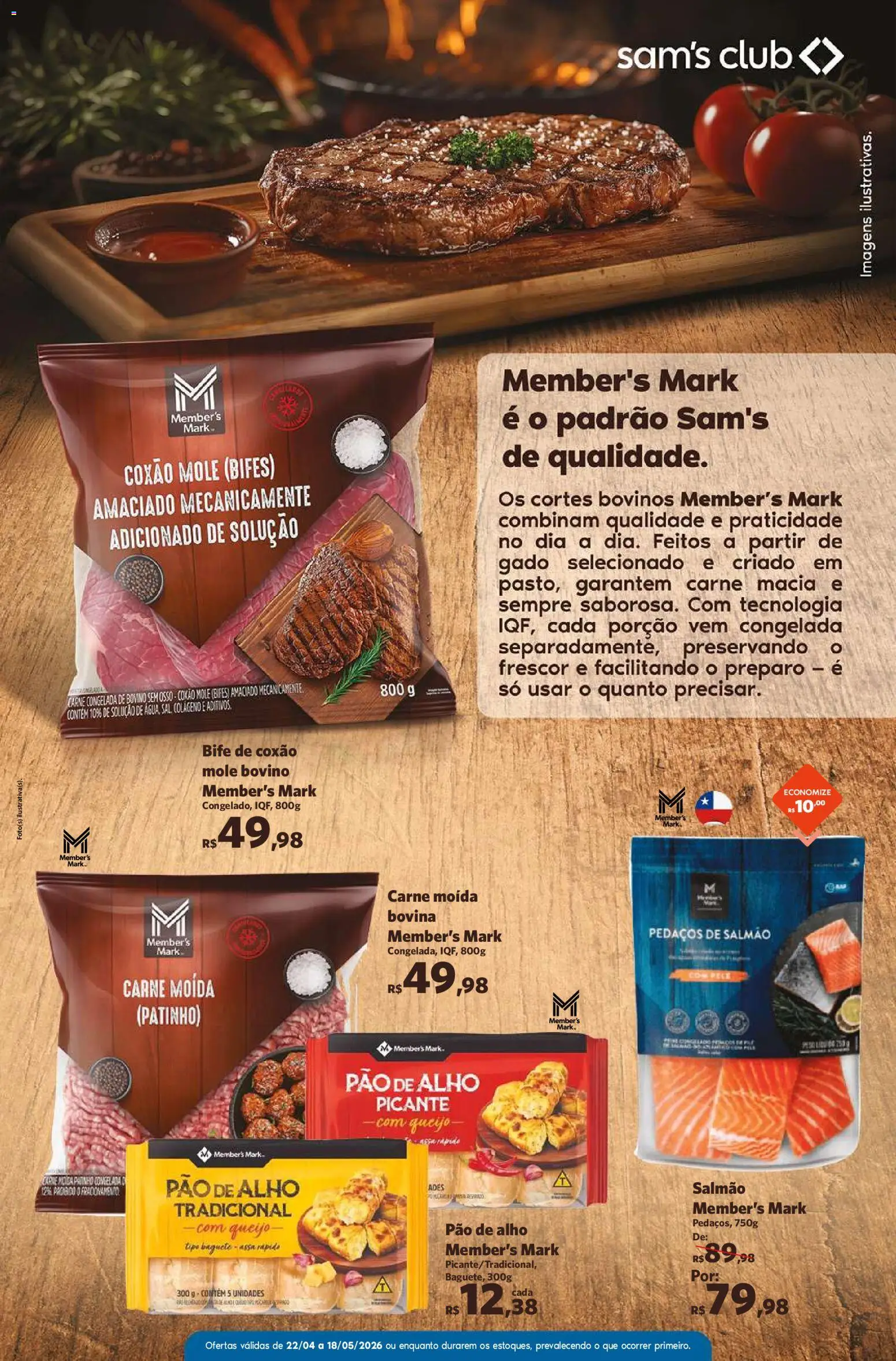 Sam's Club Folheto - válido de 22.04.2026 | Página: 8 | Produtos: Queijo, Pão, Carne, Carne moída