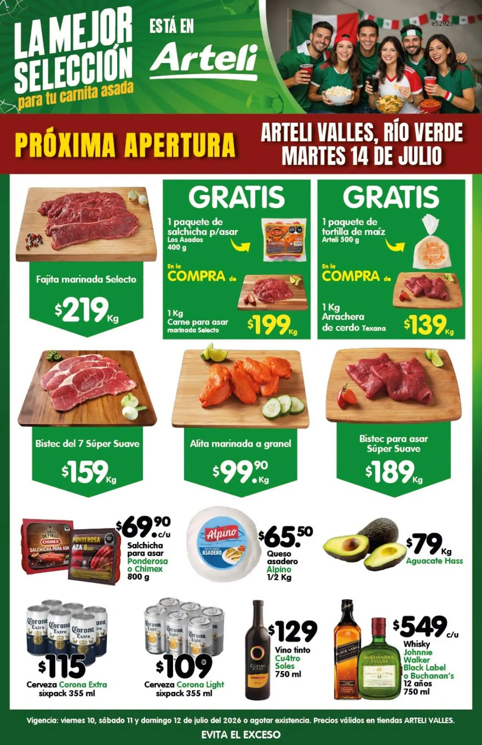 Nuevas ofertas de Arteli válidas en toda la República Mexicana desde el 10/07/2026. ¡Encuentra las mejores ofertas en Arteli folleto Carne Valles! | Página: 1 | Productos: Salchicha, Cerveza, Vino, Whisky