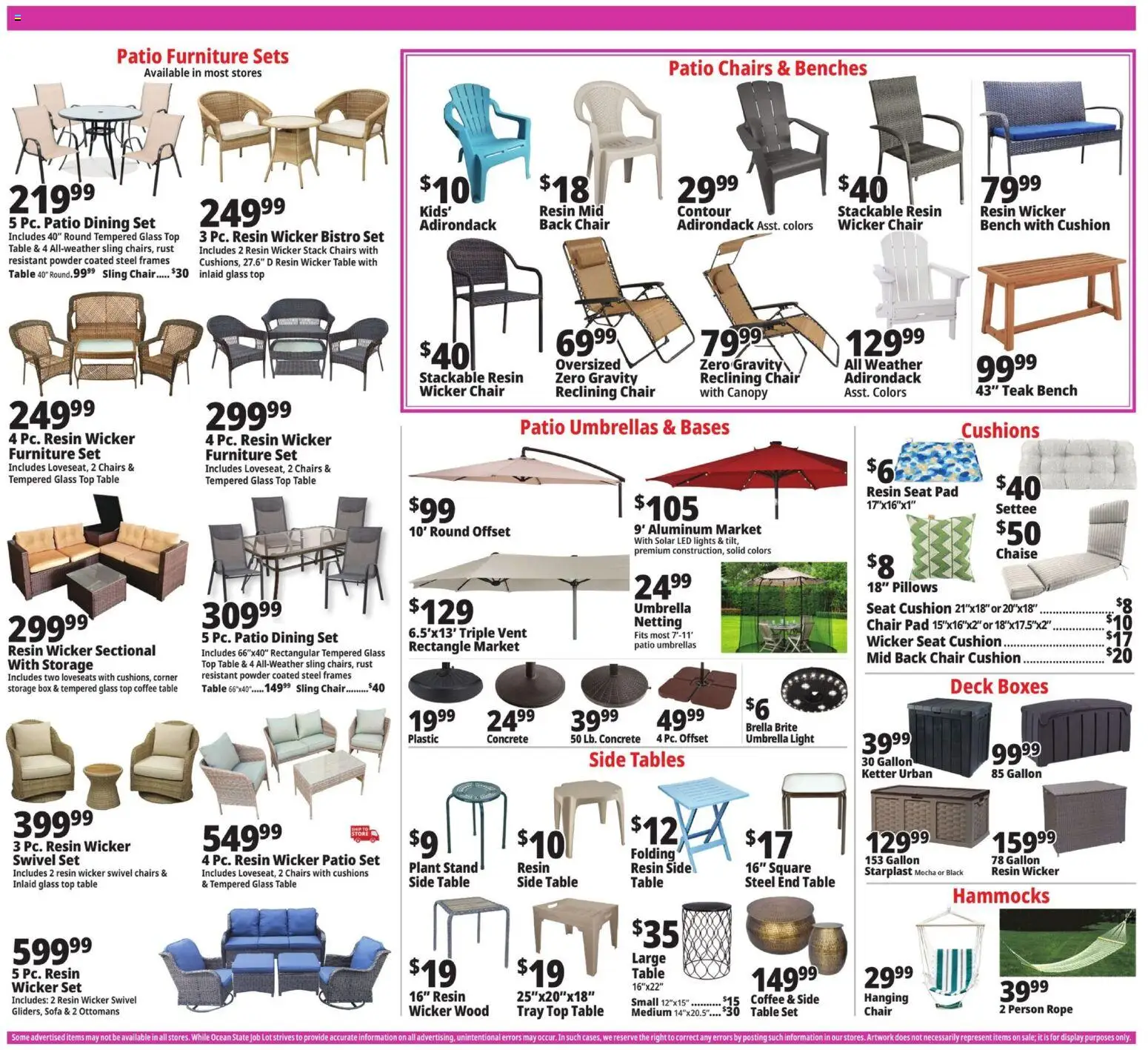 Ocean State Job Lot Weekly Ad - valid from 28.05.2026 | Page: 6 | Products: Coffee table, Table, Cushion, Umbrella