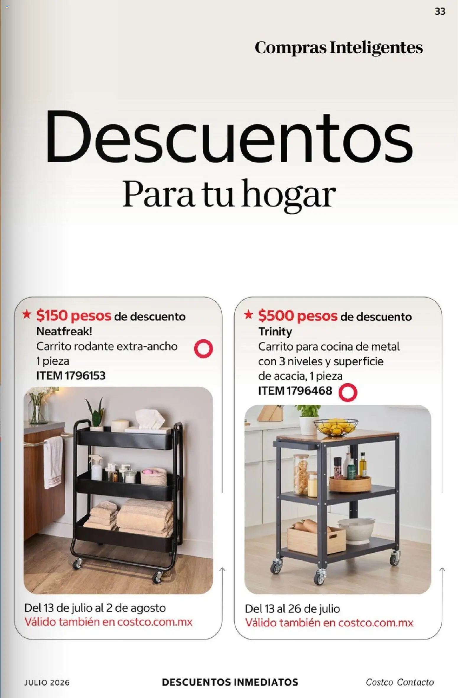 Nuevas ofertas de Costco válidas en toda la República Mexicana desde el 01/07/2026. ¡Encuentra las mejores ofertas en Costco Revista Julio 2026! | Página: 33 | Productos: Cocina
