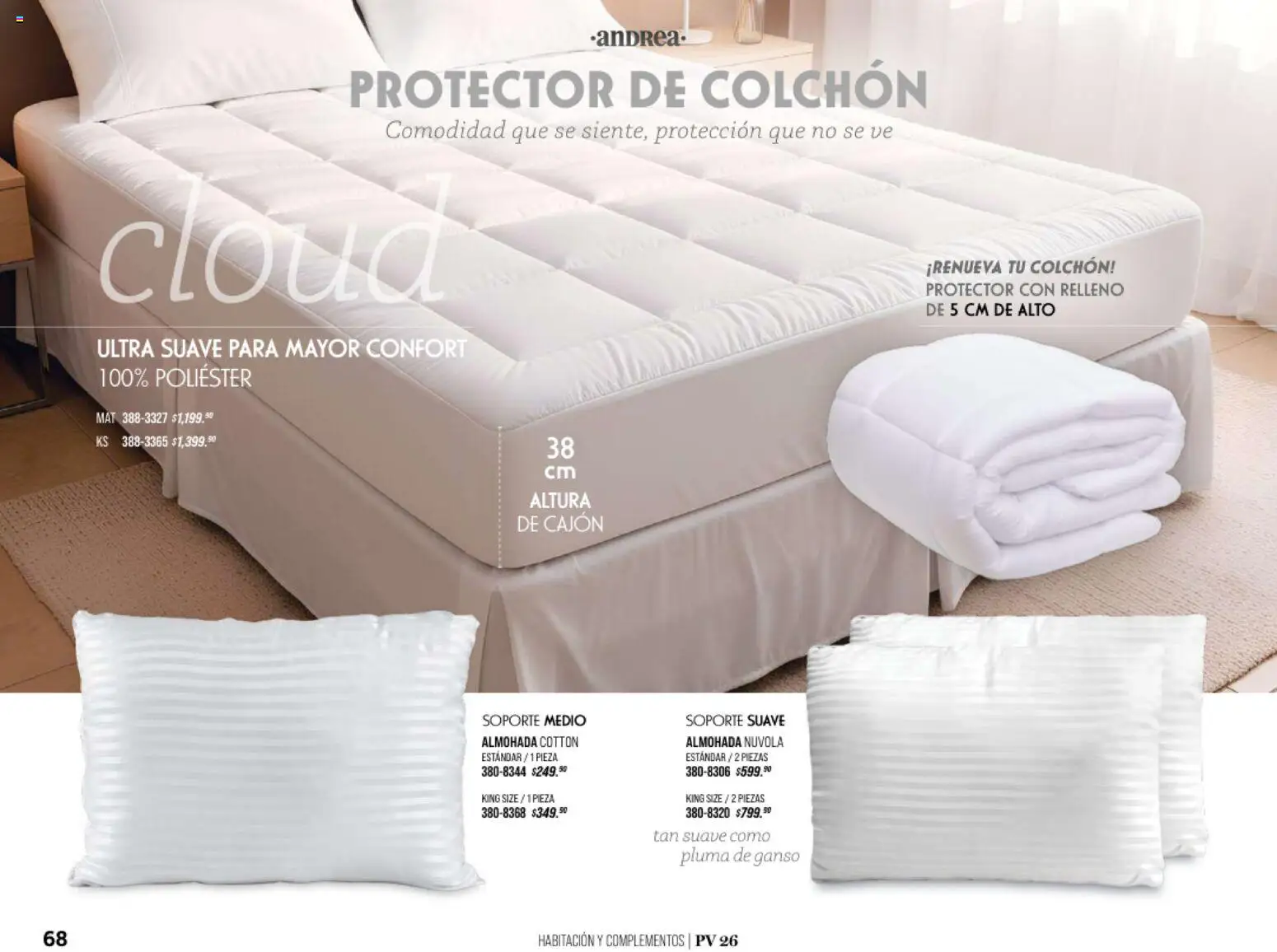 Nuevas ofertas de Andrea válidas en toda la República Mexicana desde el 25/01/2026. ¡Encuentra las mejores ofertas en Andrea catálogo Home! | Página: 68 | Productos: Colchón, Almohada