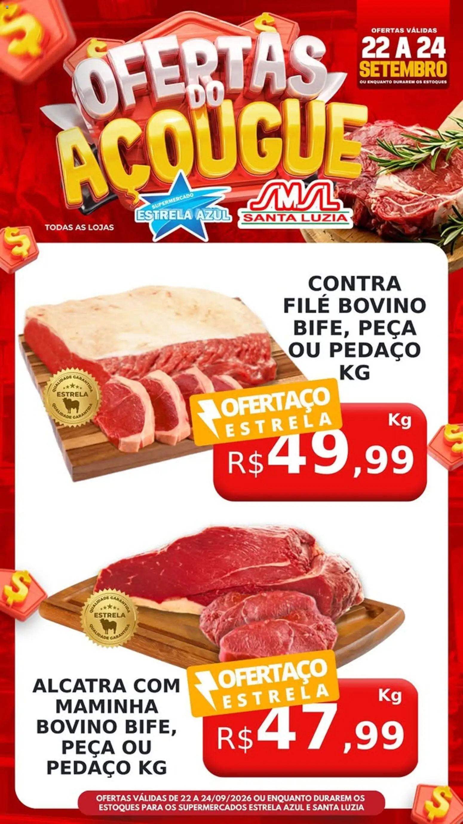 Estrela Azul Folheto - válido de 22/09/2026 | Página: 5 | Produtos: Alcatra, Contra filé, Maminha