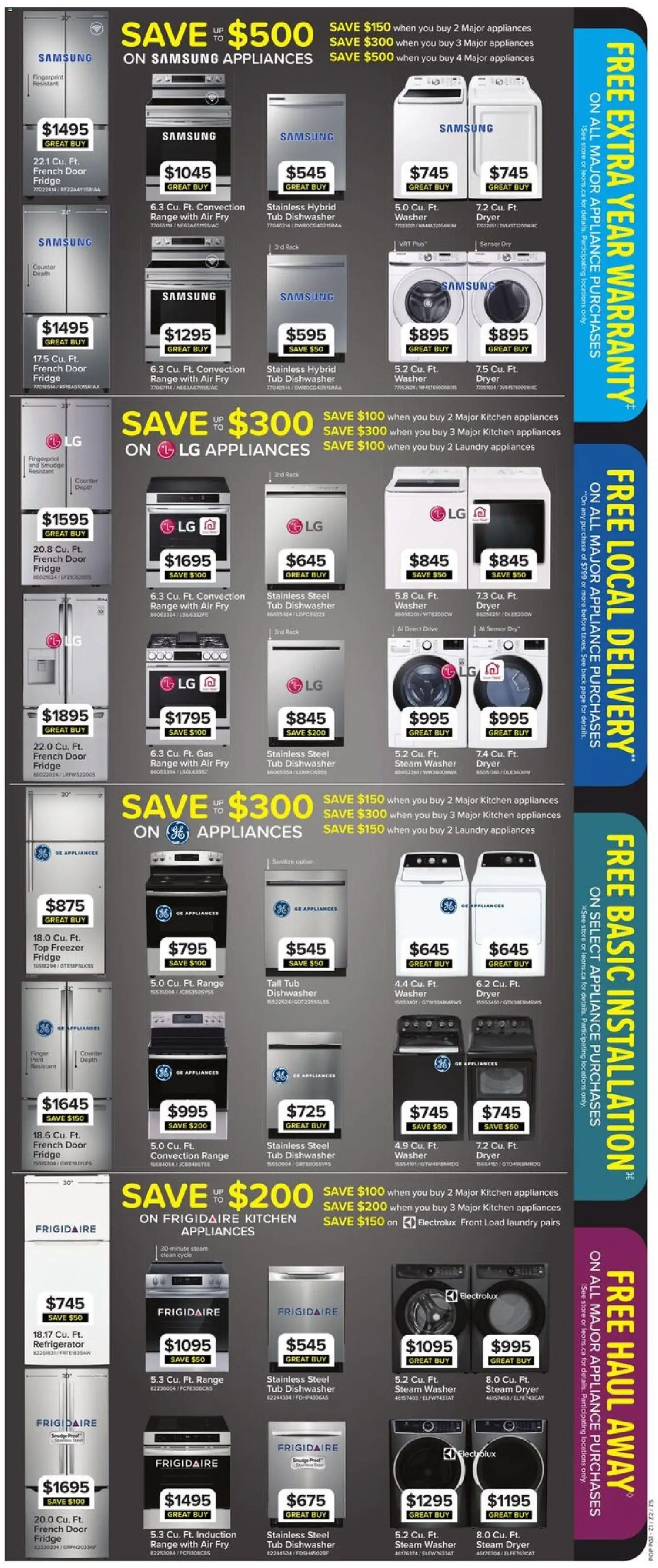 Leon's flyer valid from Jul 9, 2026 | Page: 5 | Products: Refrigerator, Freezer, Dryer, Dishwasher