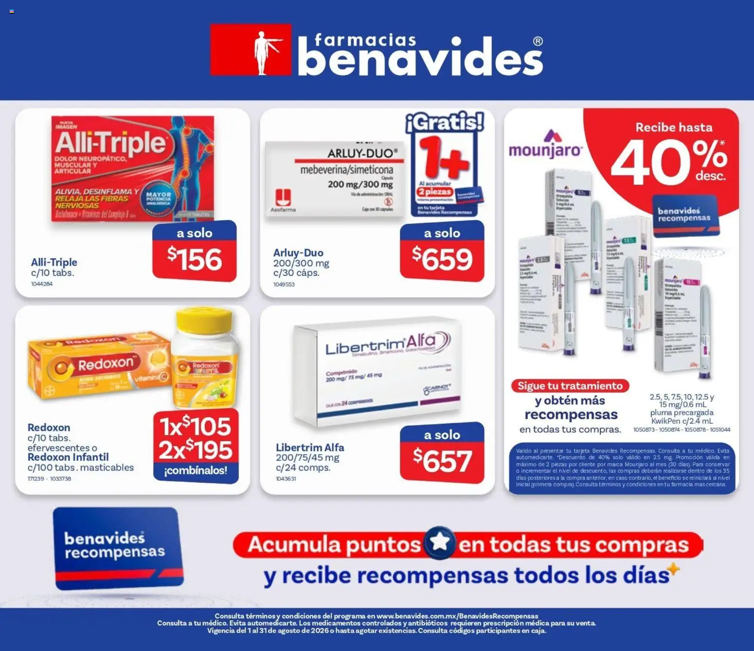 Nuevas ofertas de Farmacia Benavides válidas en toda la República Mexicana desde el 01/08/2026. ¡Encuentra las mejores ofertas en Farmacia Benavides catálogo! | Página: 1