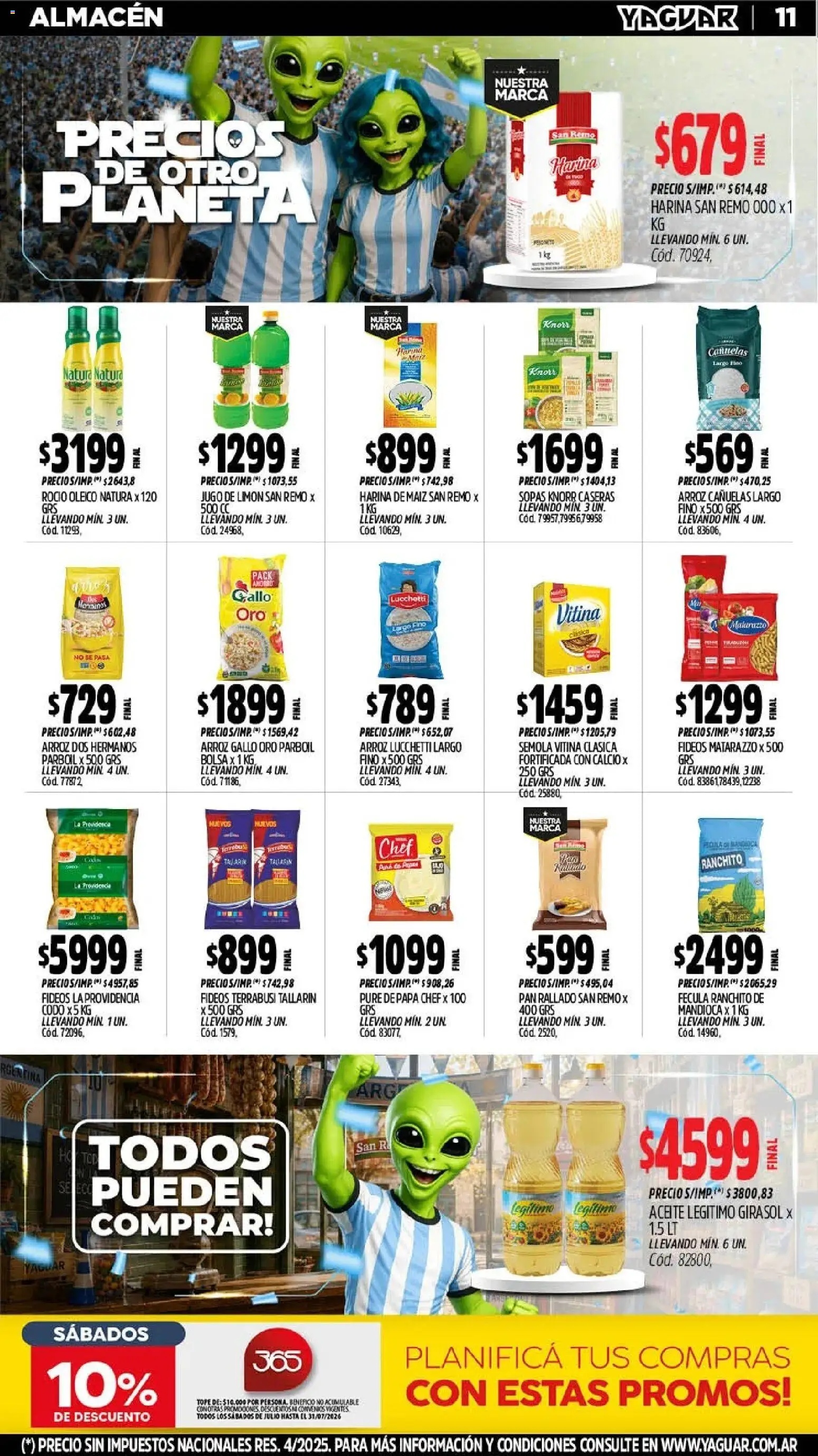 Yaguar - Oferta Semanal Misiones │ válido desde el 13/07/2026 | Página: 12 | Productos: Papa, Pan, Jugo, Fideos