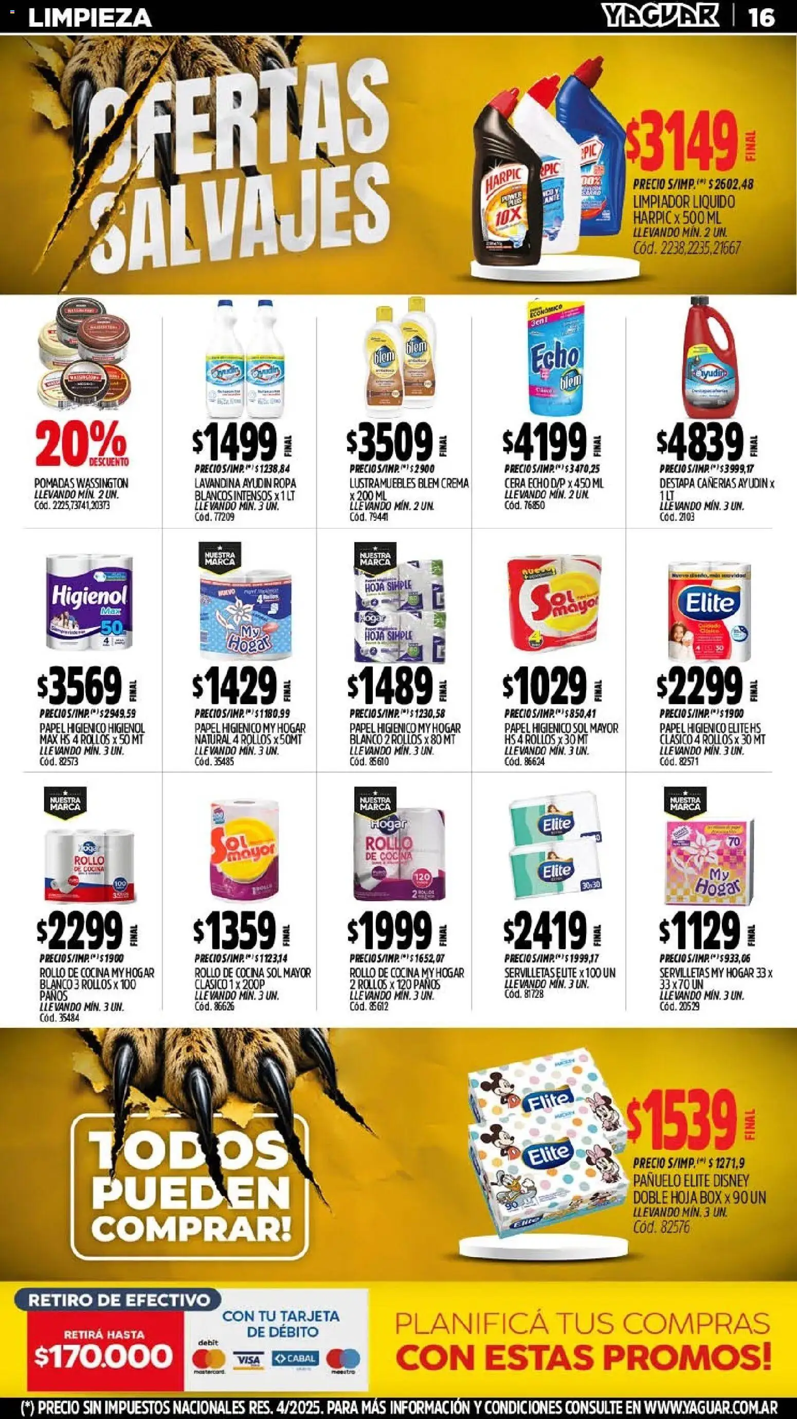 Yaguar - Oferta Semanal Trelew │ válido desde el 03/08/2026 | Página: 18 | Productos: Lustramuebles, Lavandina, Servilletas, Limpiador