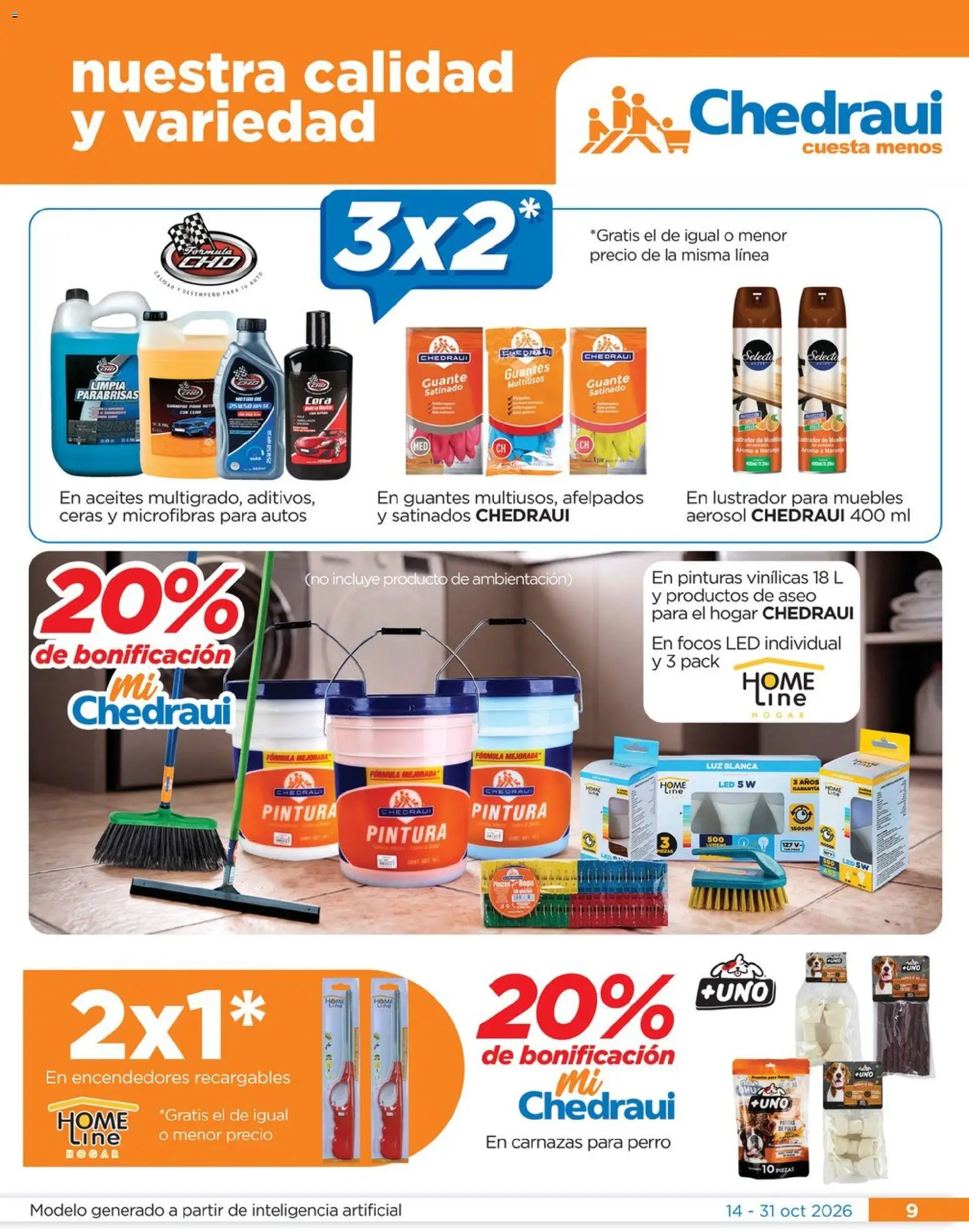 Nuevas ofertas de Chedraui válidas en toda la República Mexicana desde el 14/10/2026. ¡Encuentra las mejores ofertas en Chedraui folleto Nuestras marcas propias calidad y variedad que cuesta menos! | Página: 9