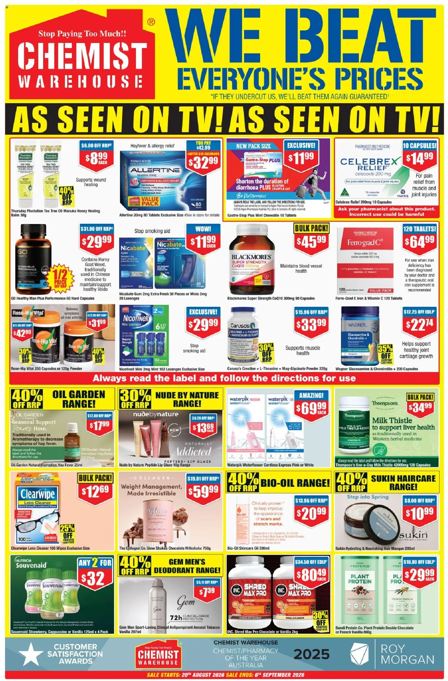 Chemist Warehouse catalogue - valid from 20/08/2026 | Page: 3 | Products: Protein, Tea, Deodorant, Iron