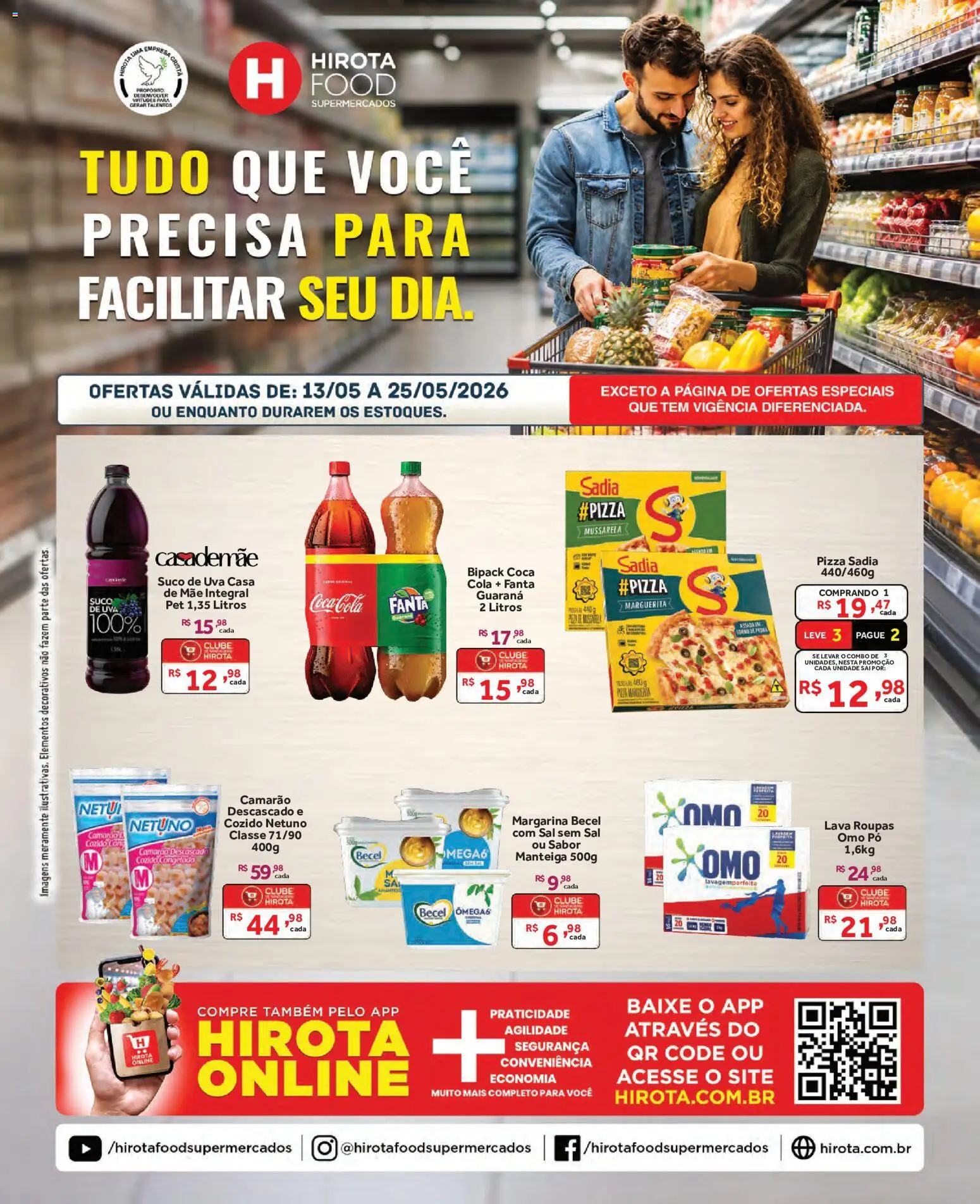 Hirota Food Folheto - válido de 13.05.2026 | Página: 1 | Produtos: Guaraná, Fanta, Camarão, Margarina