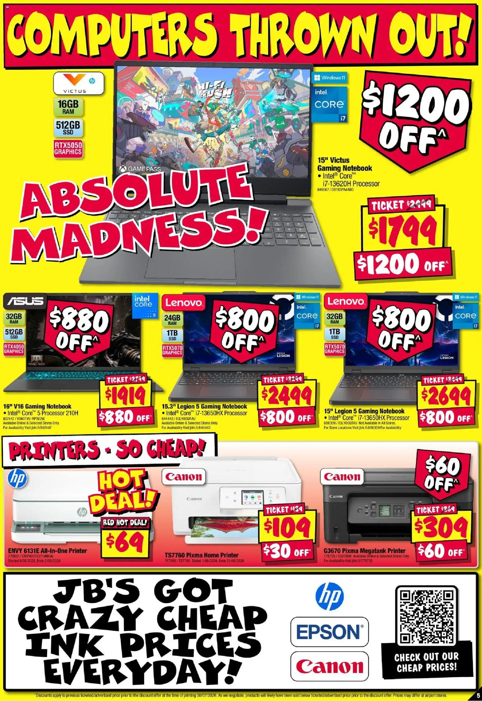 JB Hi-Fi catalogue - valid from 13/08/2026 | Page: 5 | Products: Notebook, Printer, Game