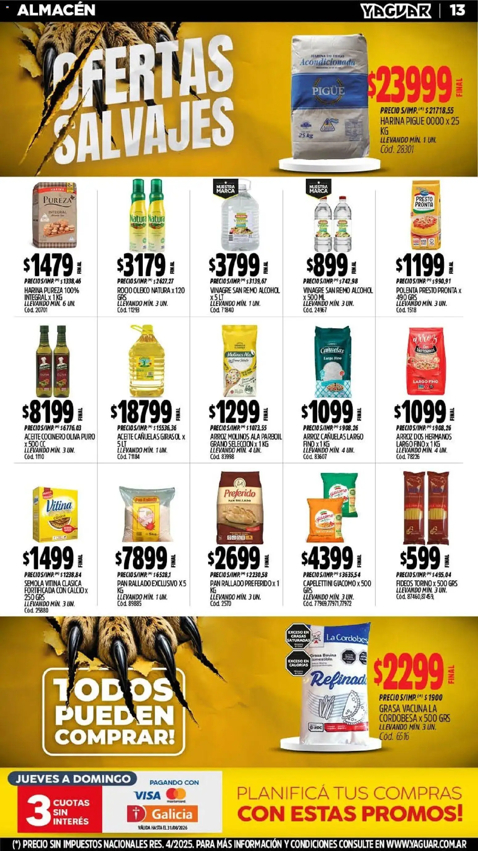 Yaguar - Oferta Semanal General Roca │ válido desde el 03/08/2026 | Página: 15 | Productos: Harina, Aceite, Pan, Pan rallado