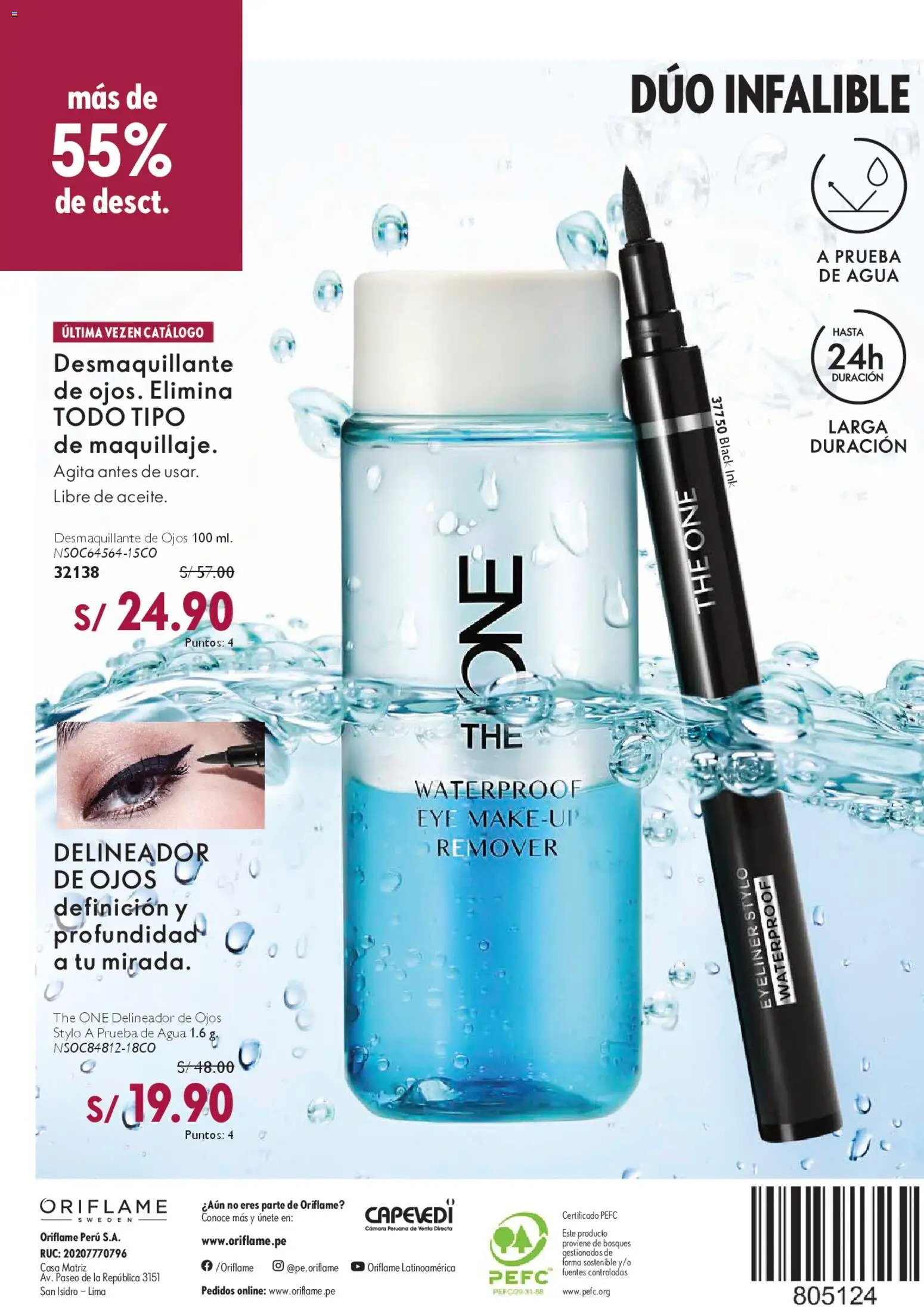 Catálogo Oriflame válido desde 28/03/2026 | Página: 132 | Productos: Delineador de ojos, Delineador, Agua, Lima