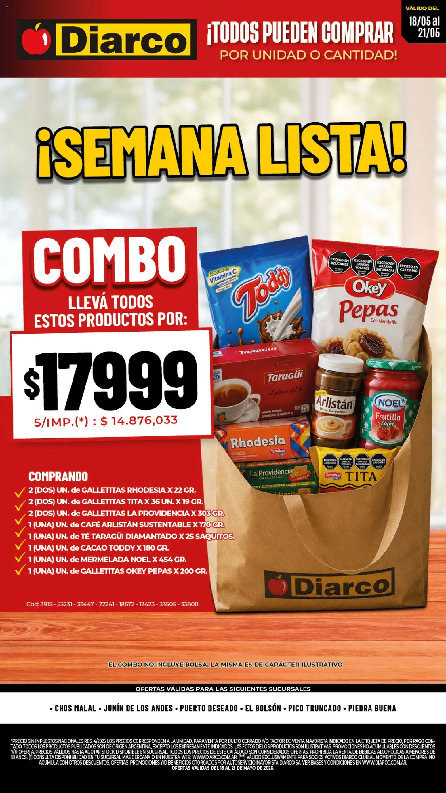 Diarco - Semana Lista │ válido desde el 18.05.2026 | Página: 1 | Productos: Frutilla, Café, Té, Cacao
