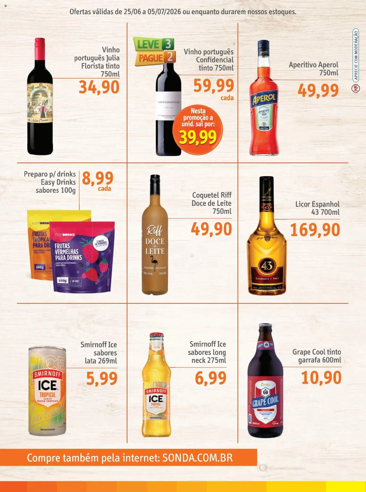 Sonda Folheto - válido de 25/06/2026 | Página: 8 | Produtos: Licor, Leite, Vinho, Doce de leite