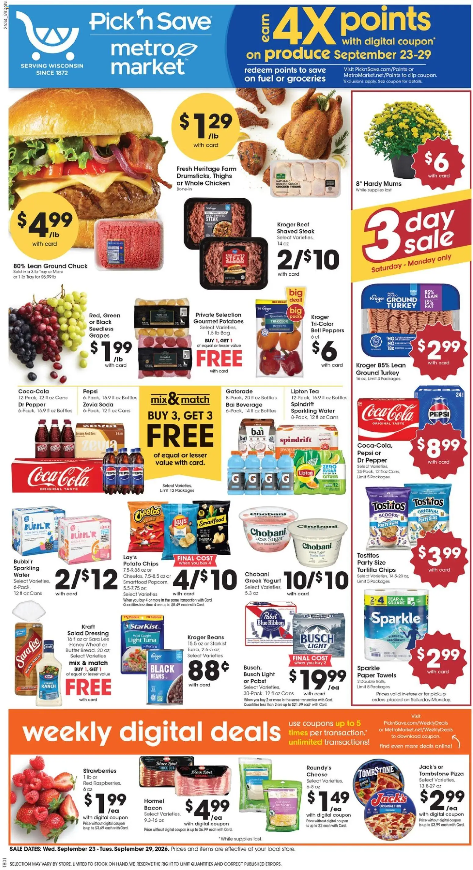 Pick ‘n Save Weekly Ad - valid from 09/23/2026 | Page: 1 | Products: Turkey, Ground turkey, Chips, Bacon