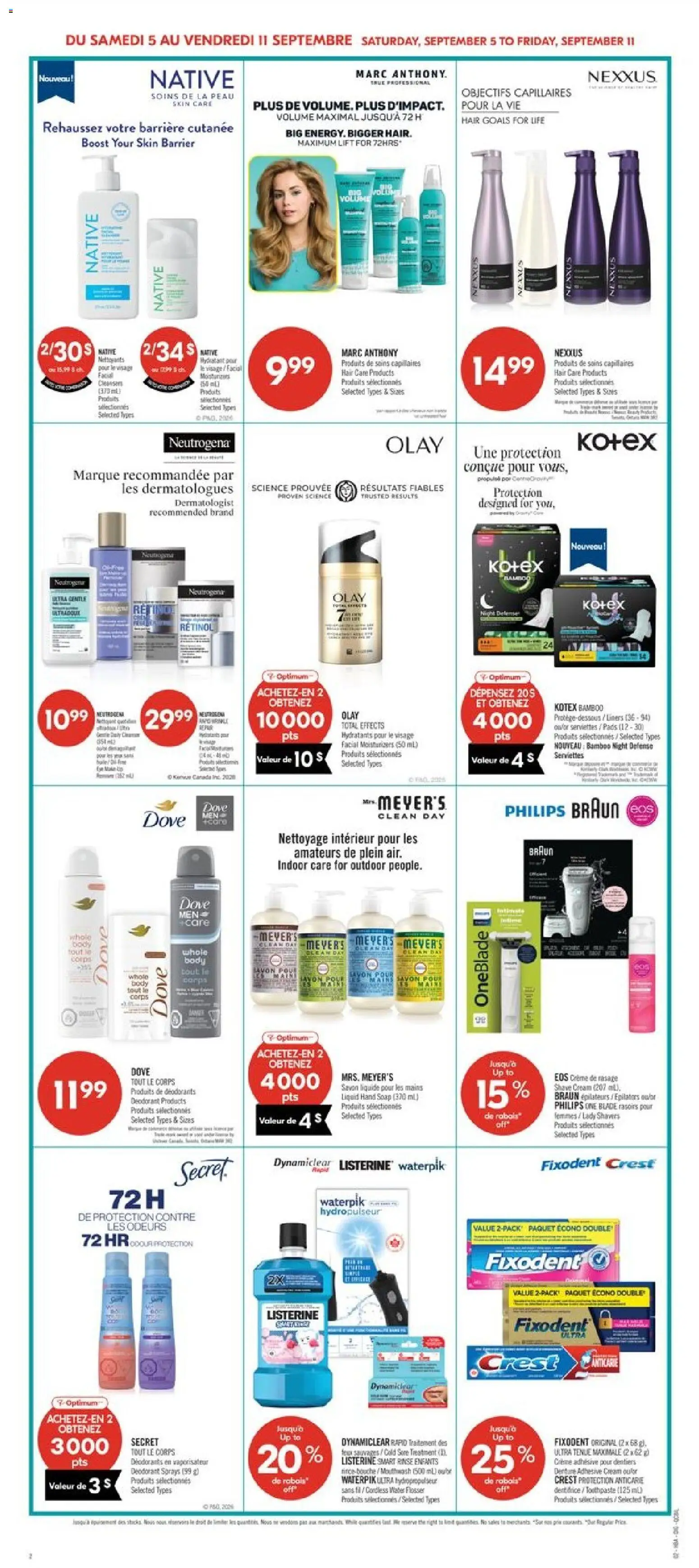 Pharmaprix flyer valid from Sep 5, 2026 | Page: 14 | Products: Cream, Listerine, Soap, Deodorant