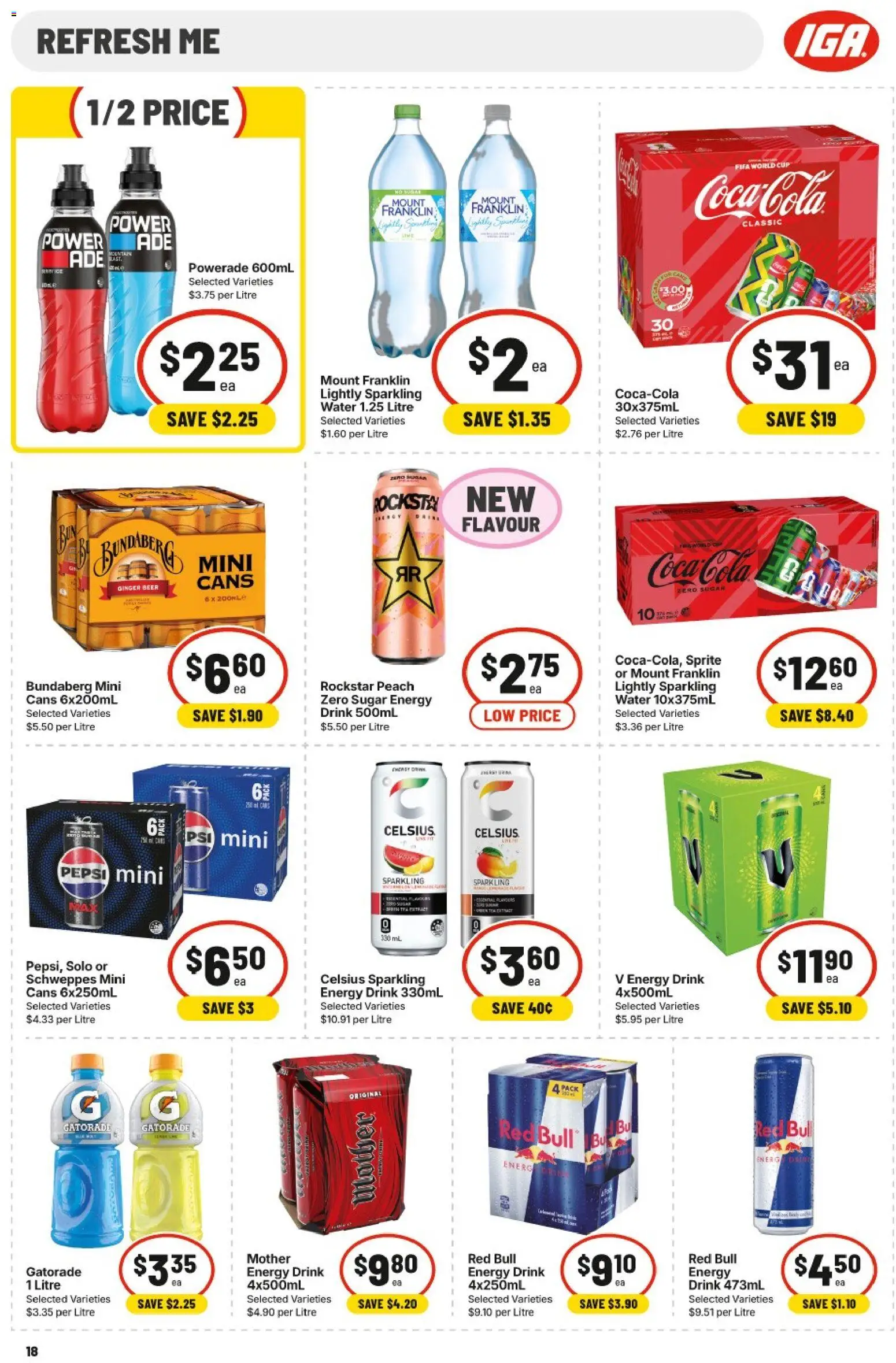 IGA catalogue - valid from 15/07/2026 | Page: 17 | Products: Energy drink, Ginger, Water, Peach