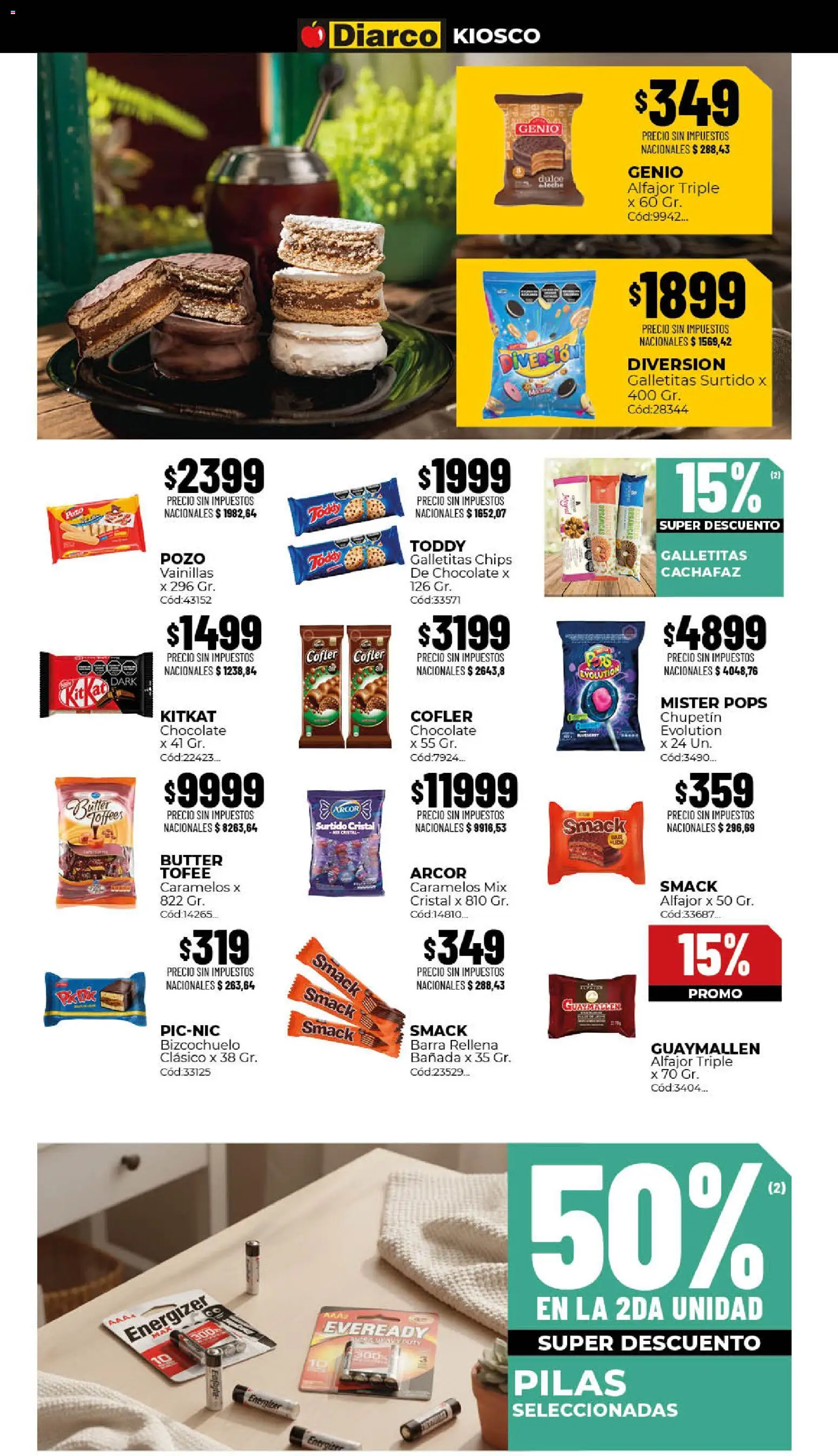 Diarco - Ofertas Gba │ válido desde el 10/08/2026 | Página: 6 | Productos: Pilas, Dulce, Chocolate, Alfajor