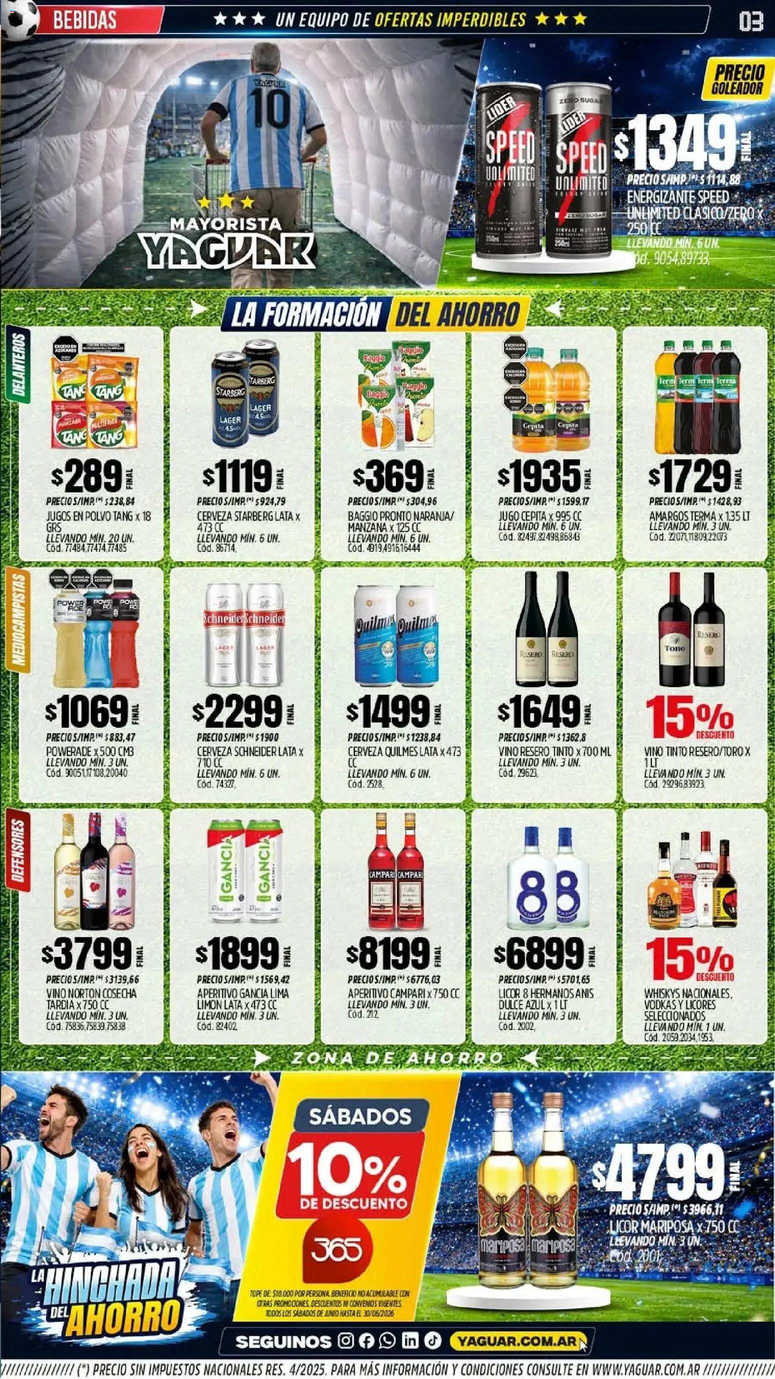 Yaguar - Oferta Semanal Parque Chacabuco │ válido desde el 15.06.2026 | Página: 3 | Productos: Lima, Limón, Jugo, Cerveza