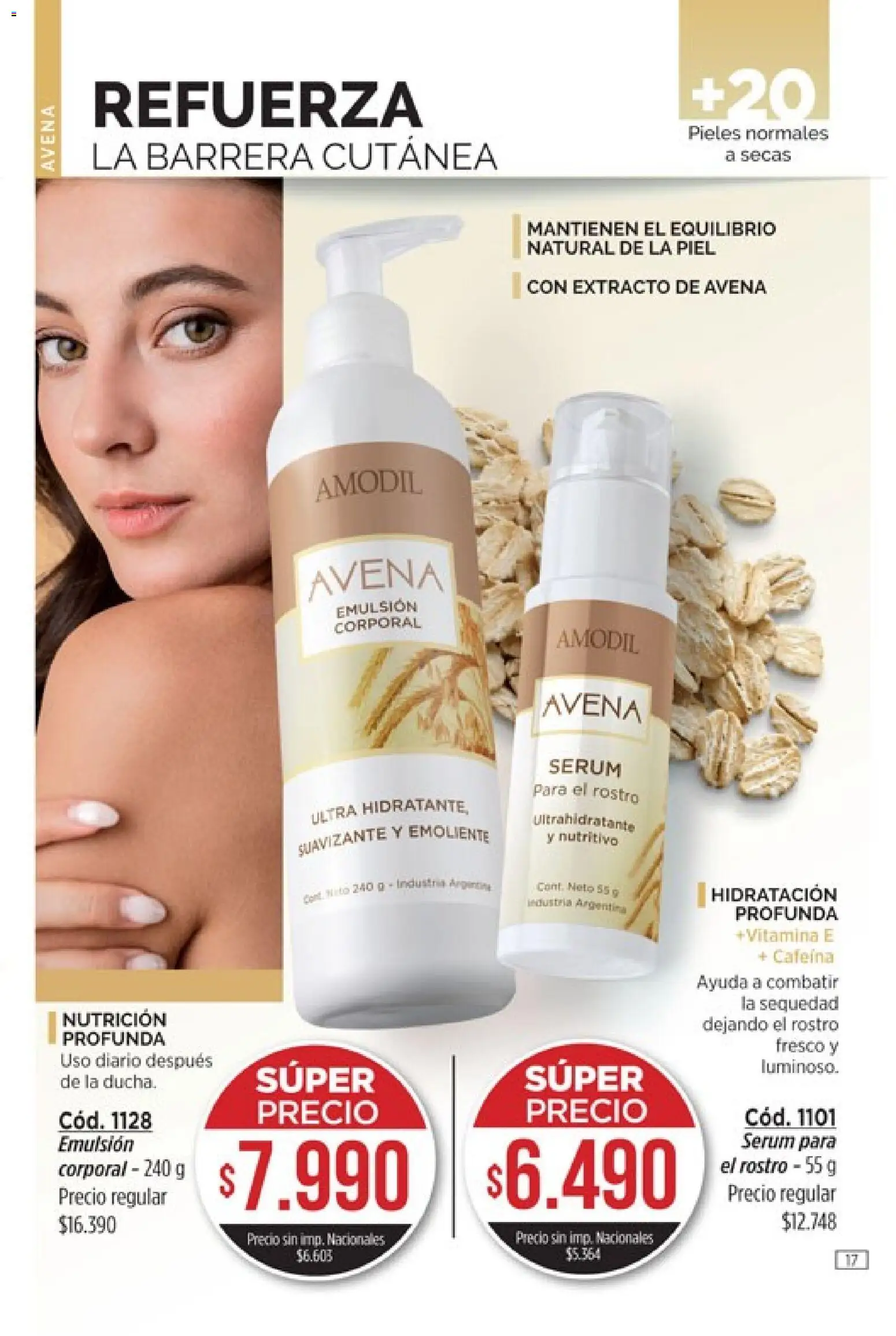 Catálogo Amodil Campaña 15 │ válido desde el 26/08/2026 | Página: 17 | Productos: Serum, Avena, Emulsión, Suavizante