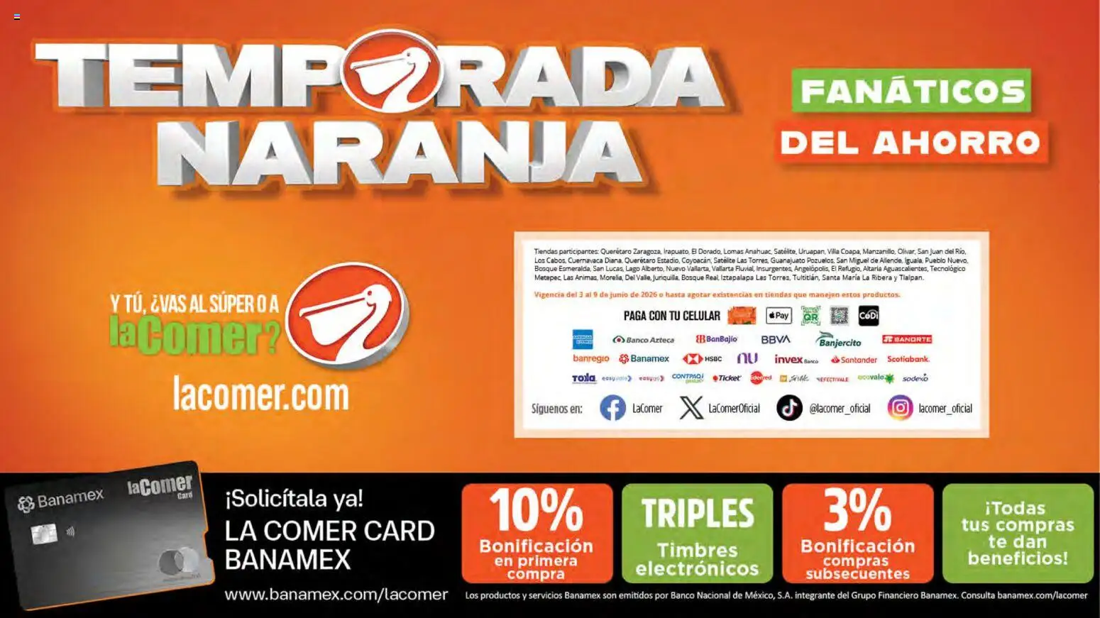 Nuevas ofertas de La Comer válidas en toda la República Mexicana desde el 03.06.2026. ¡Encuentra las mejores ofertas en La Comer folleto! | Página: 34 | Productos: Banco, Té, Satélite