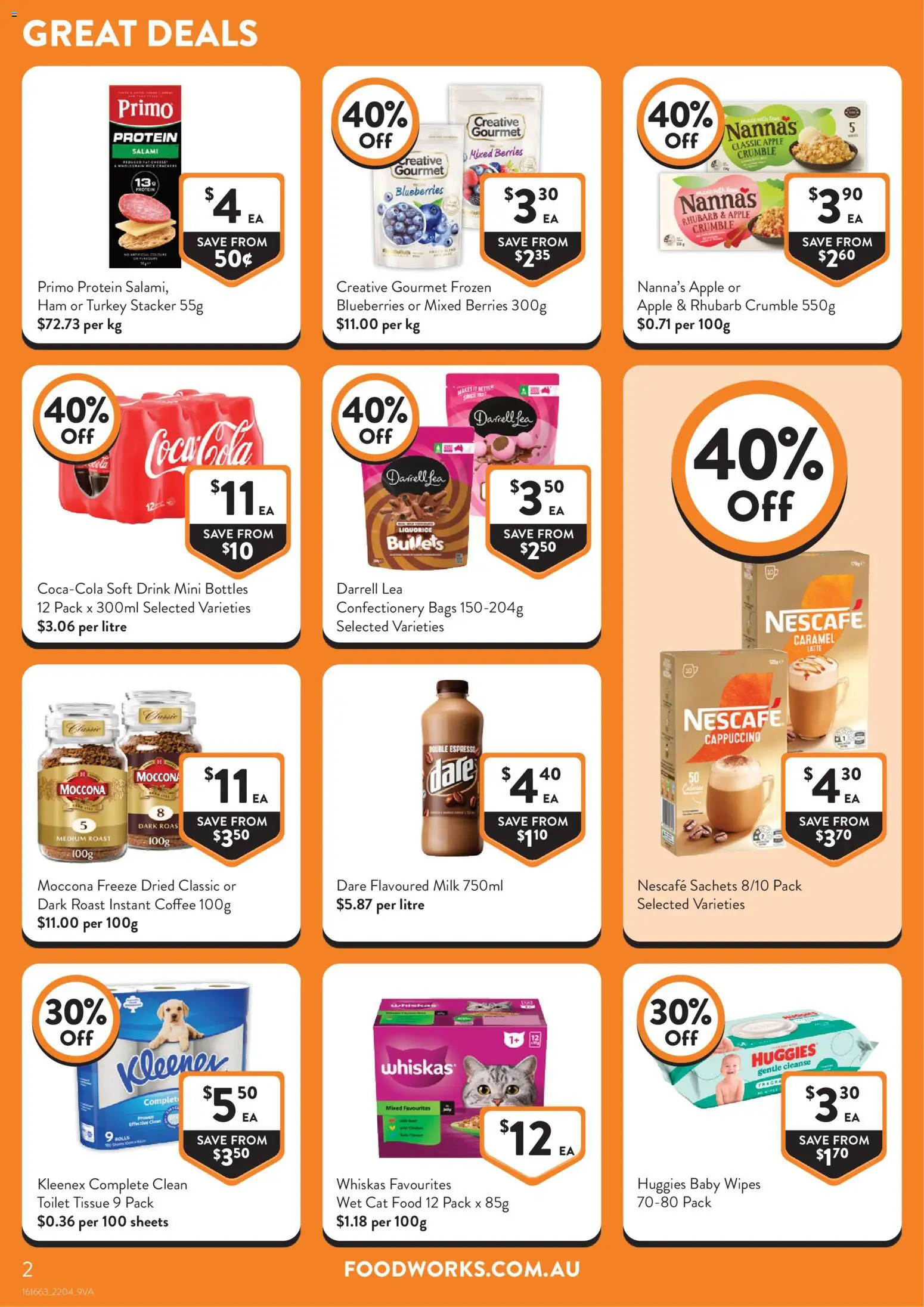 Foodworks catalogue - valid from 22.04.2026 | Page: 2 | Products: Coffee, Salami, Ham, Coca Cola