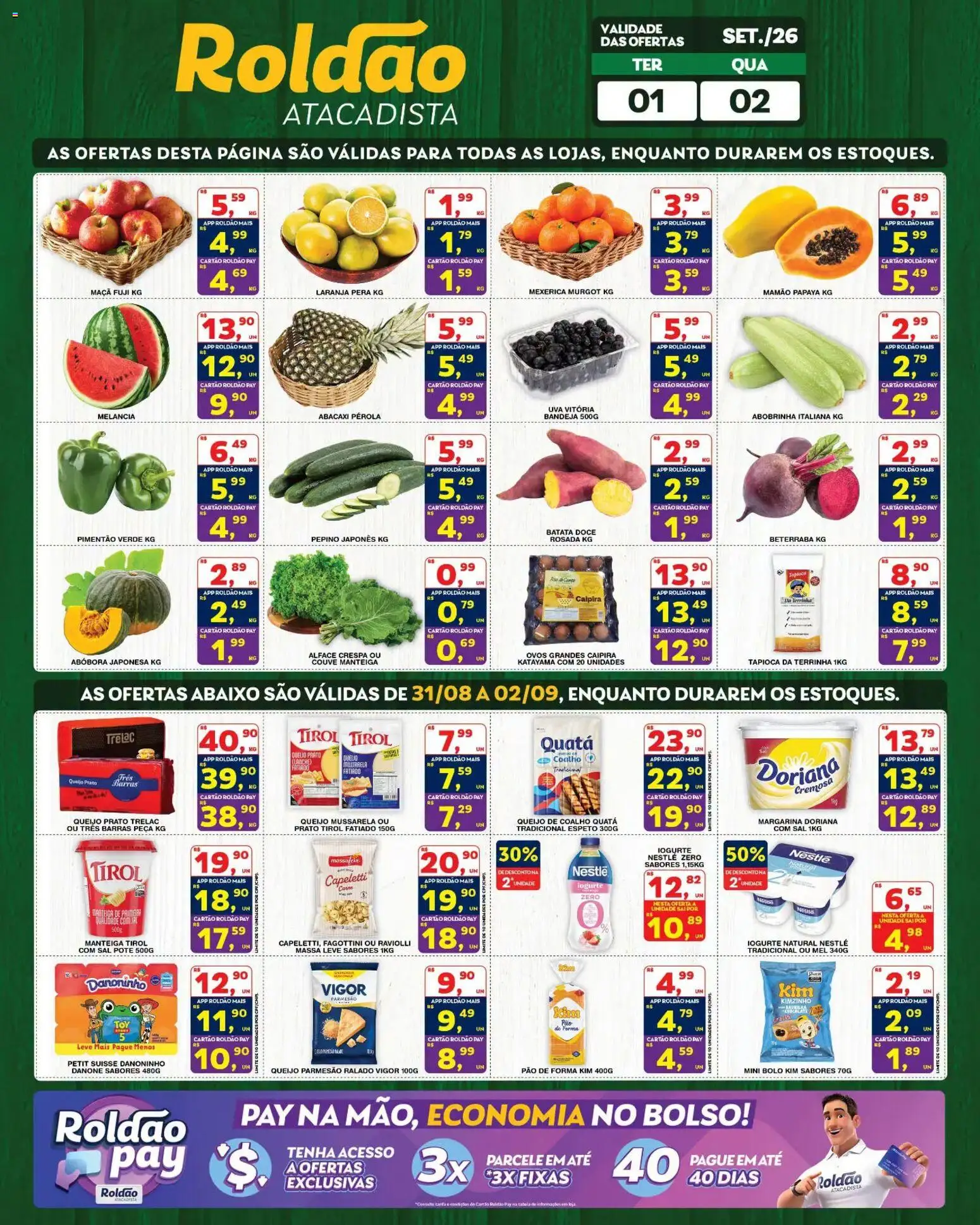 Roldão Folheto - válido de 01/09/2026 | Página: 1 | Produtos: Pao de forma kim, Bolo, Bandeja, Batata