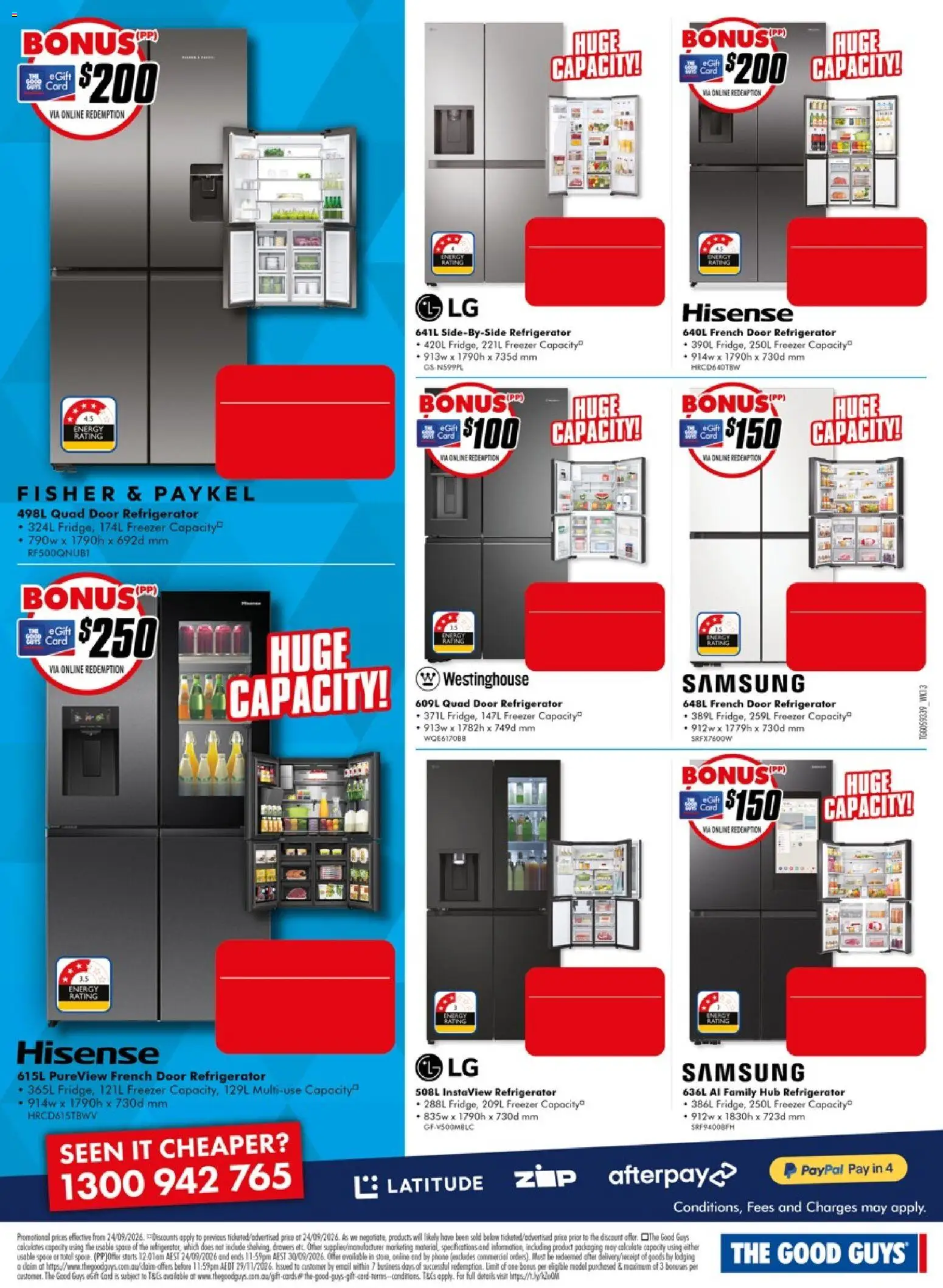 The Good Guys catalogue - valid from 24/09/2026 | Page: 4 | Products: Door, Phone, Freezer, Refrigerator