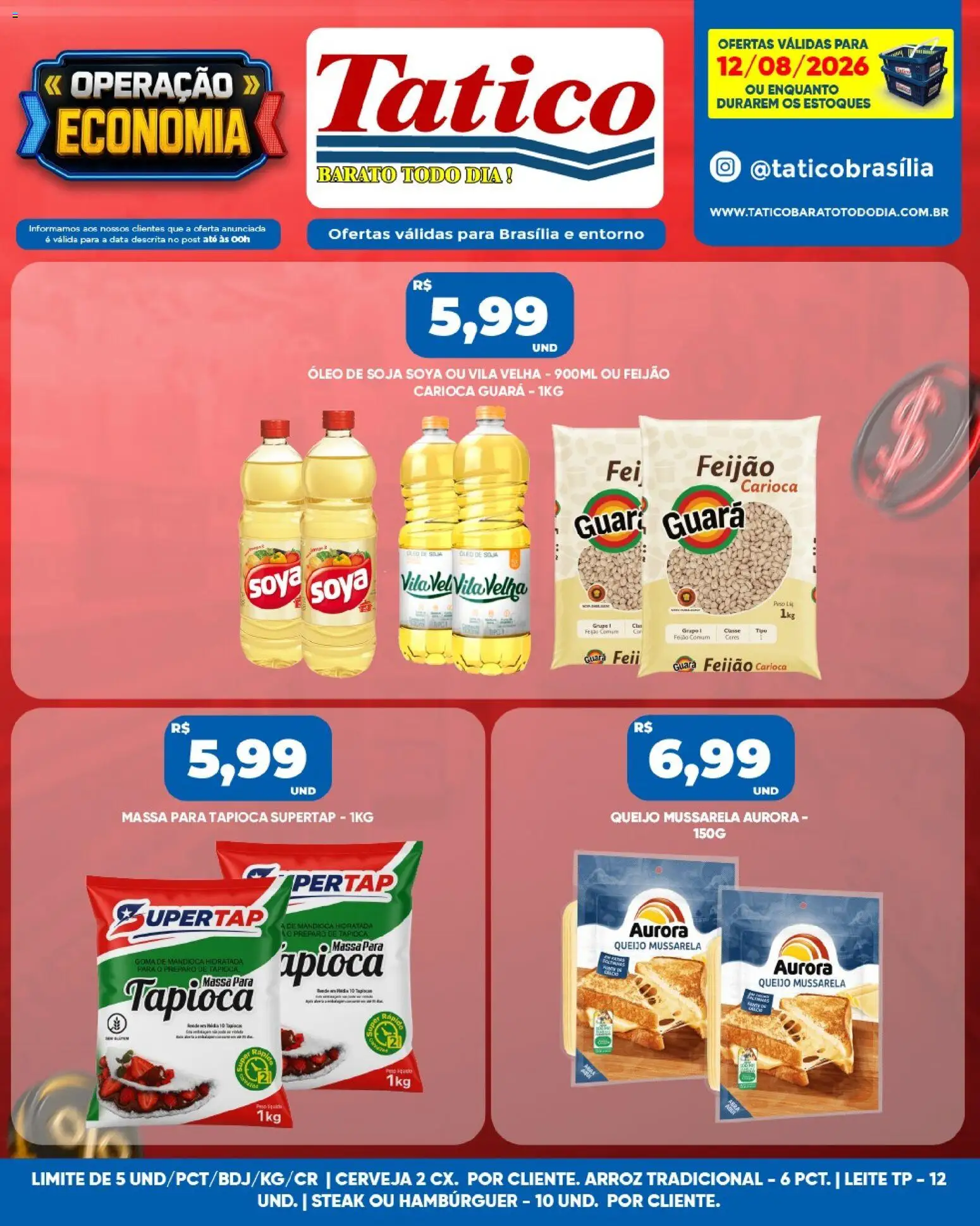 Tatico Folheto - válido de 12/08/2026 | Página: 6 | Produtos: Steak, Leite, Hambúrguer, Soja