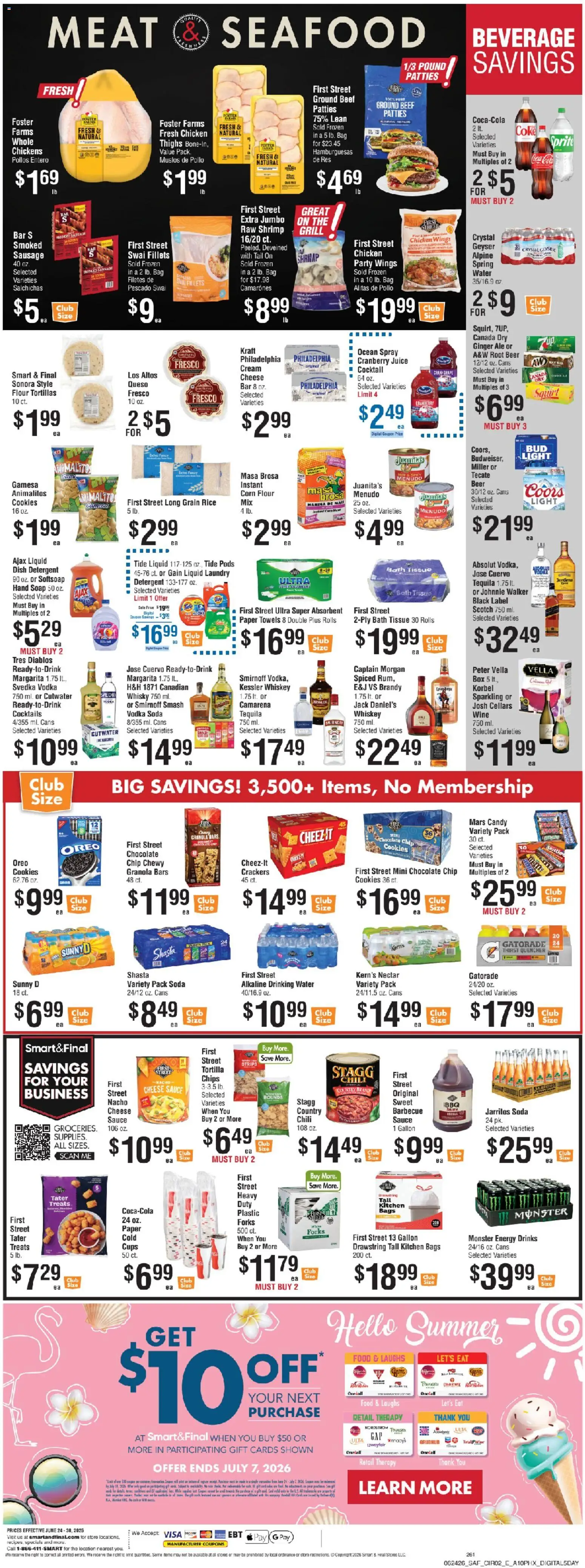 Smart & Final Weekly Ad - valid from 06/26/2026 | Page: 3 | Products: Corn, Wine, Cream, Vodka