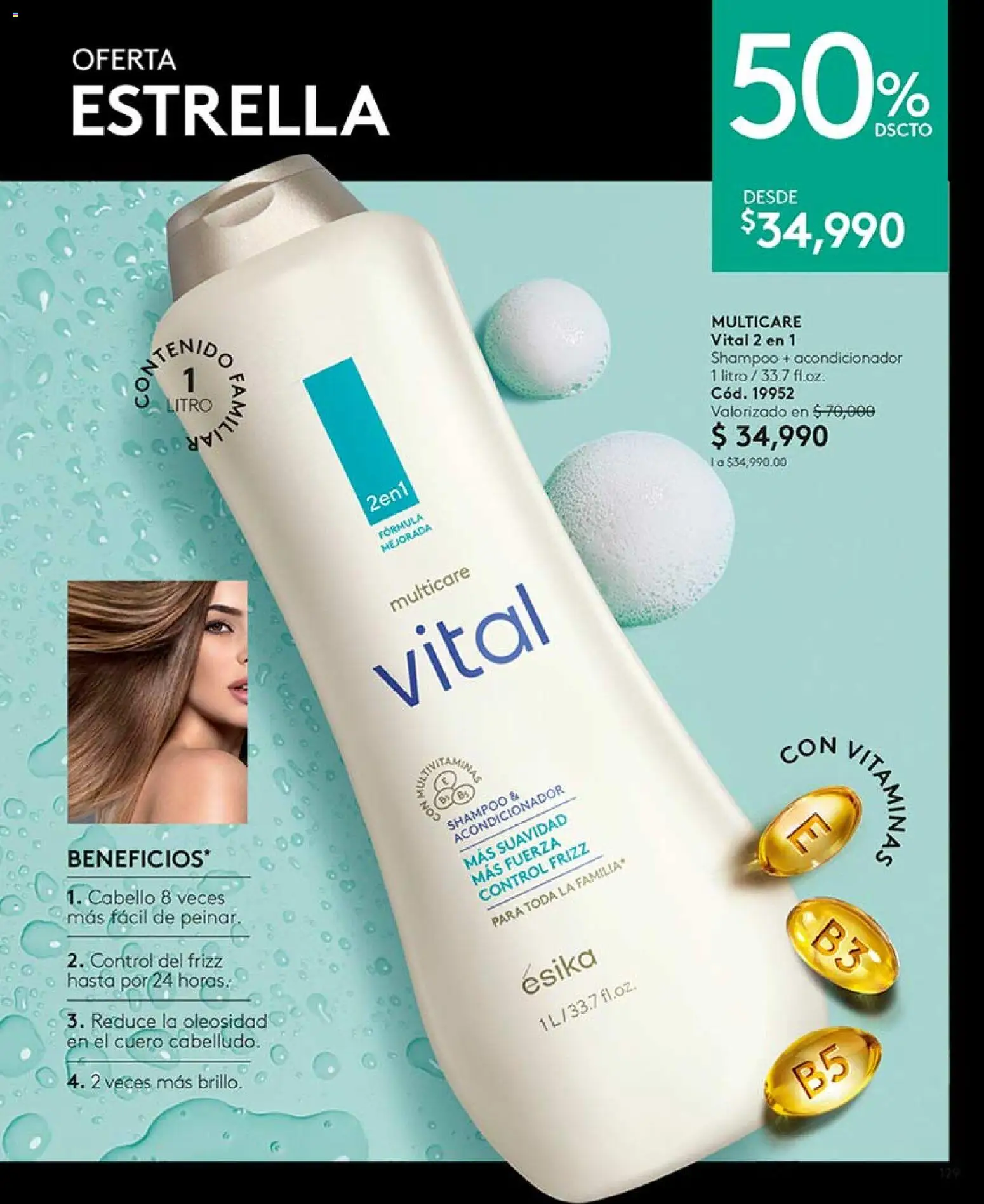 Ésika revista - valida desde el 17/07/2026 | Página: 129 | Productos: Shampoo, Acondicionador, Vitaminas