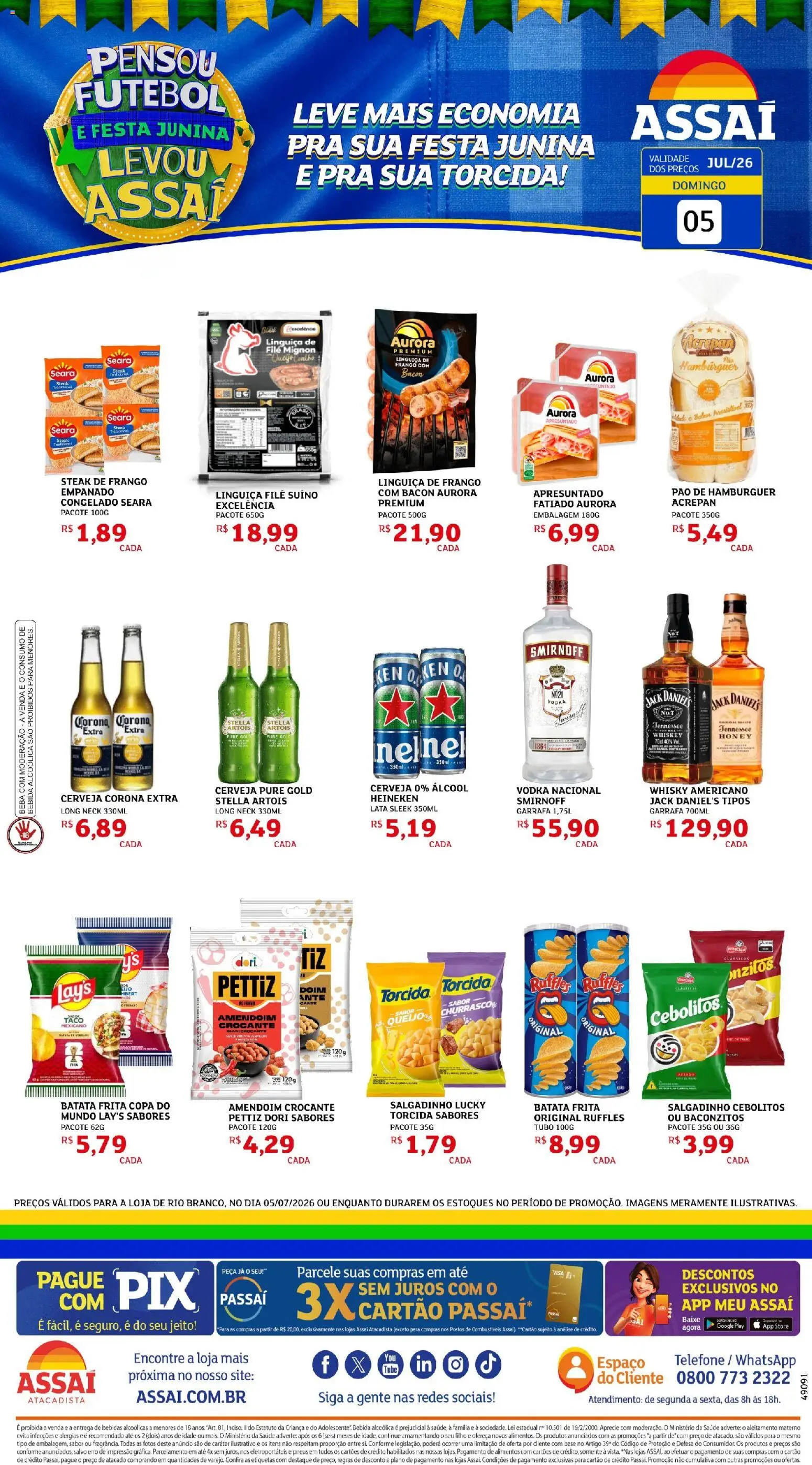 Assaí Atacadista Folheto - válido de 05/07/2026 | Página: 1 | Produtos: Filé mignon, Copa, Base, Batata frita