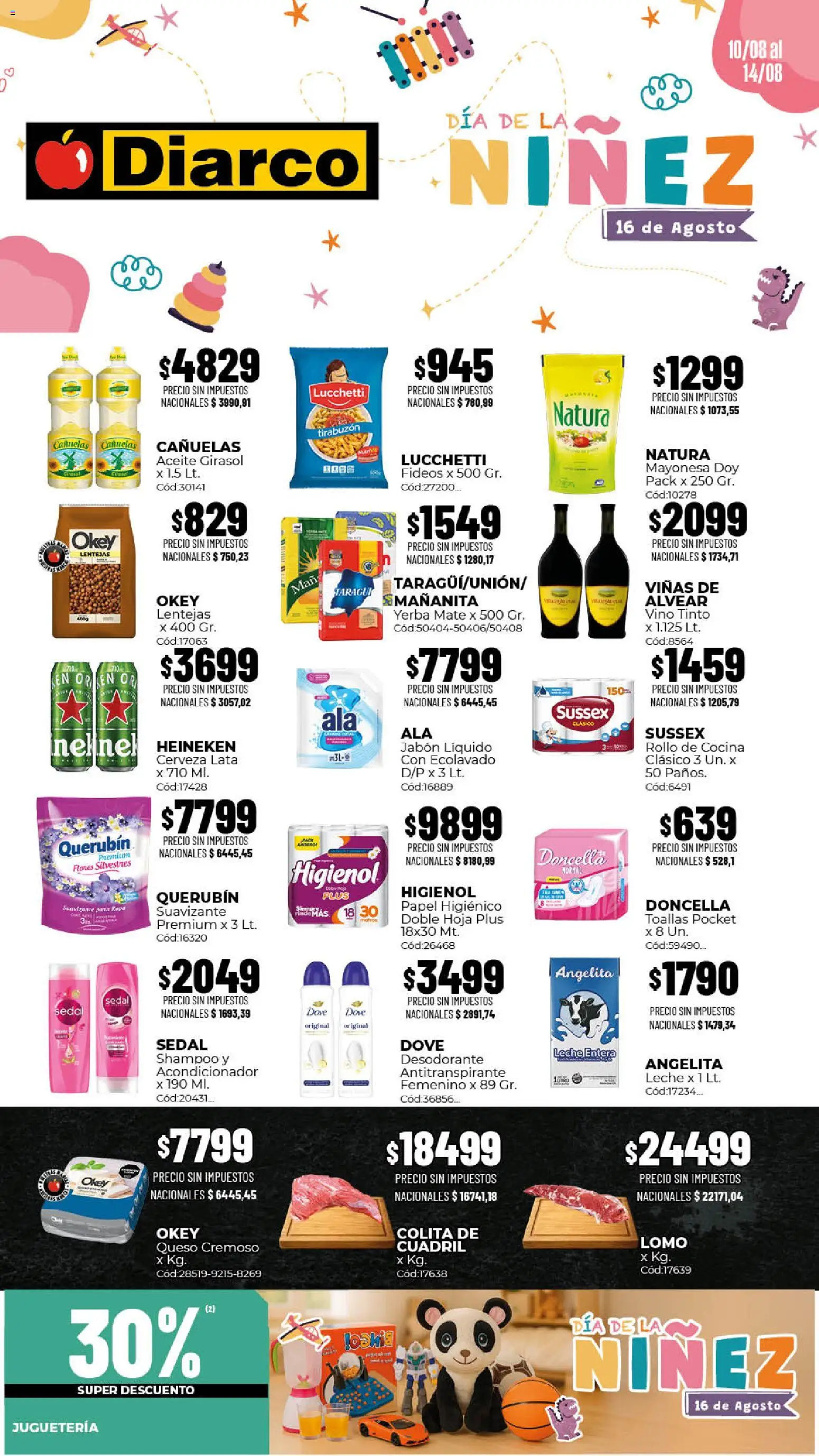 Diarco - Ofertas Gba │ válido desde el 10/08/2026 | Página: 1 | Productos: Cuadril, Acondicionador, Leche entera, Vino