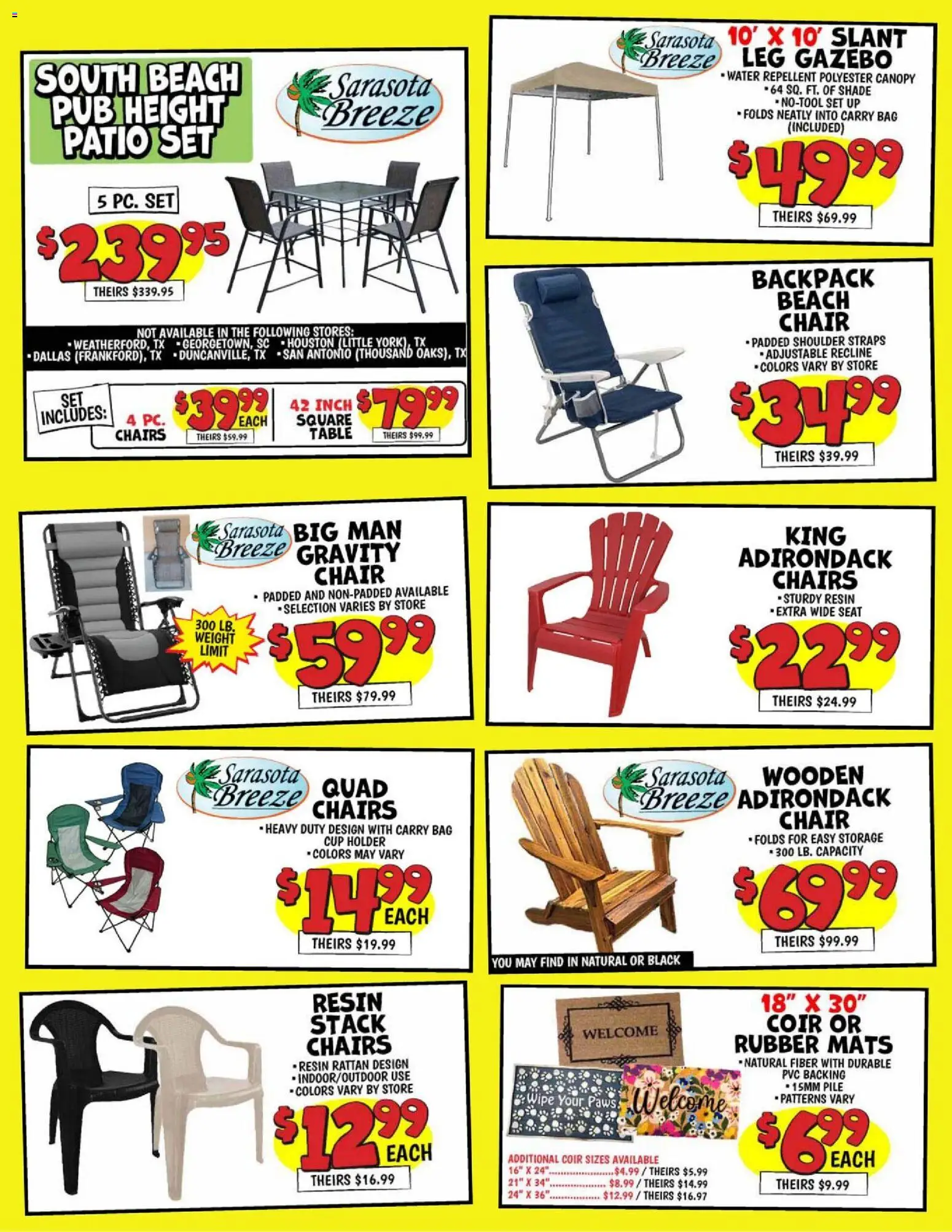 Ollie's A/C and Fan Ad - valid from 12.06.2026 | Page: 4 | Products: Table, Water, Backpack, Bag