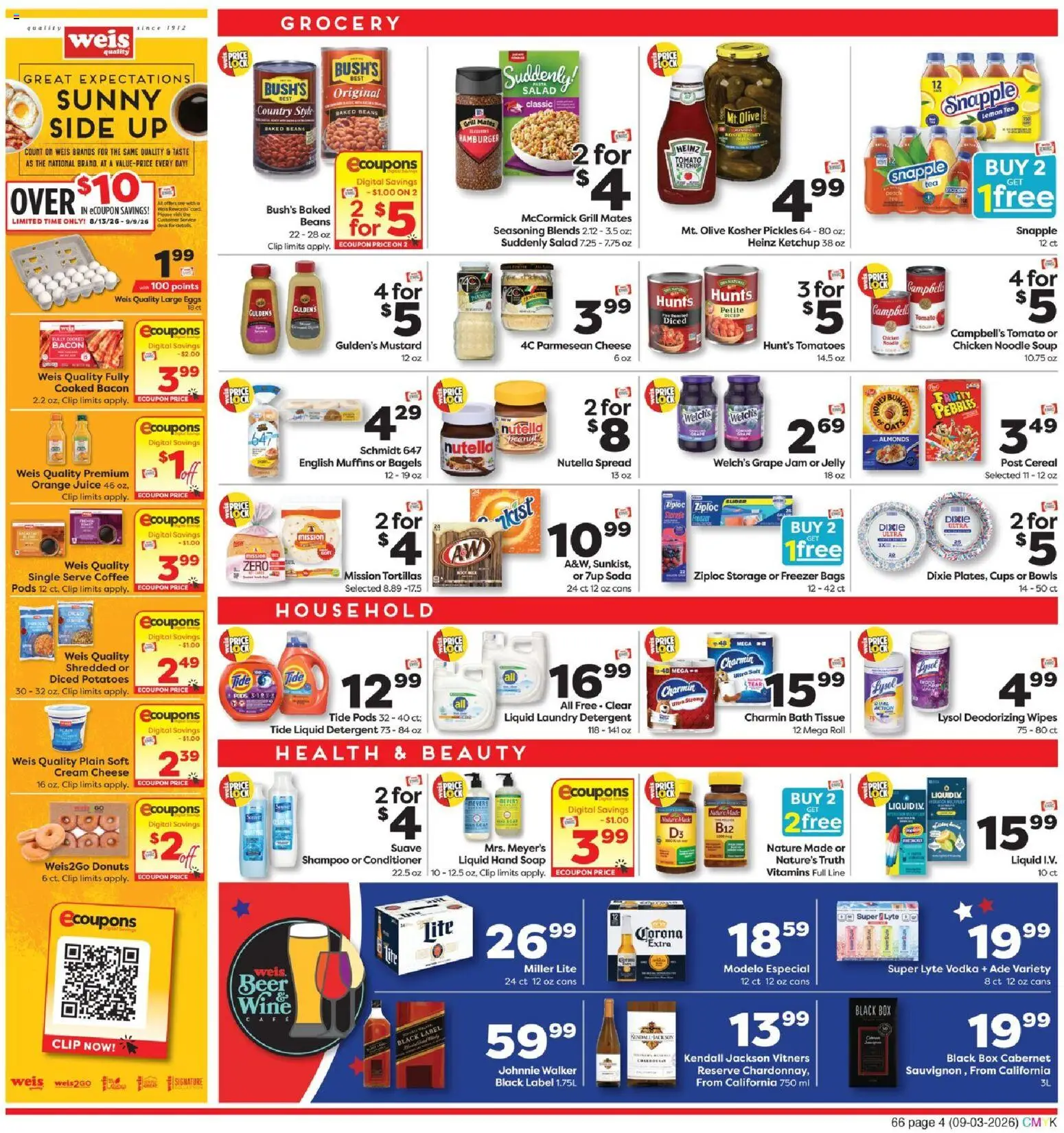 Weis Weekly Ad - valid from 09/03/2026 | Page: 4 | Products: Nutella, Cheese, Soap, Desk