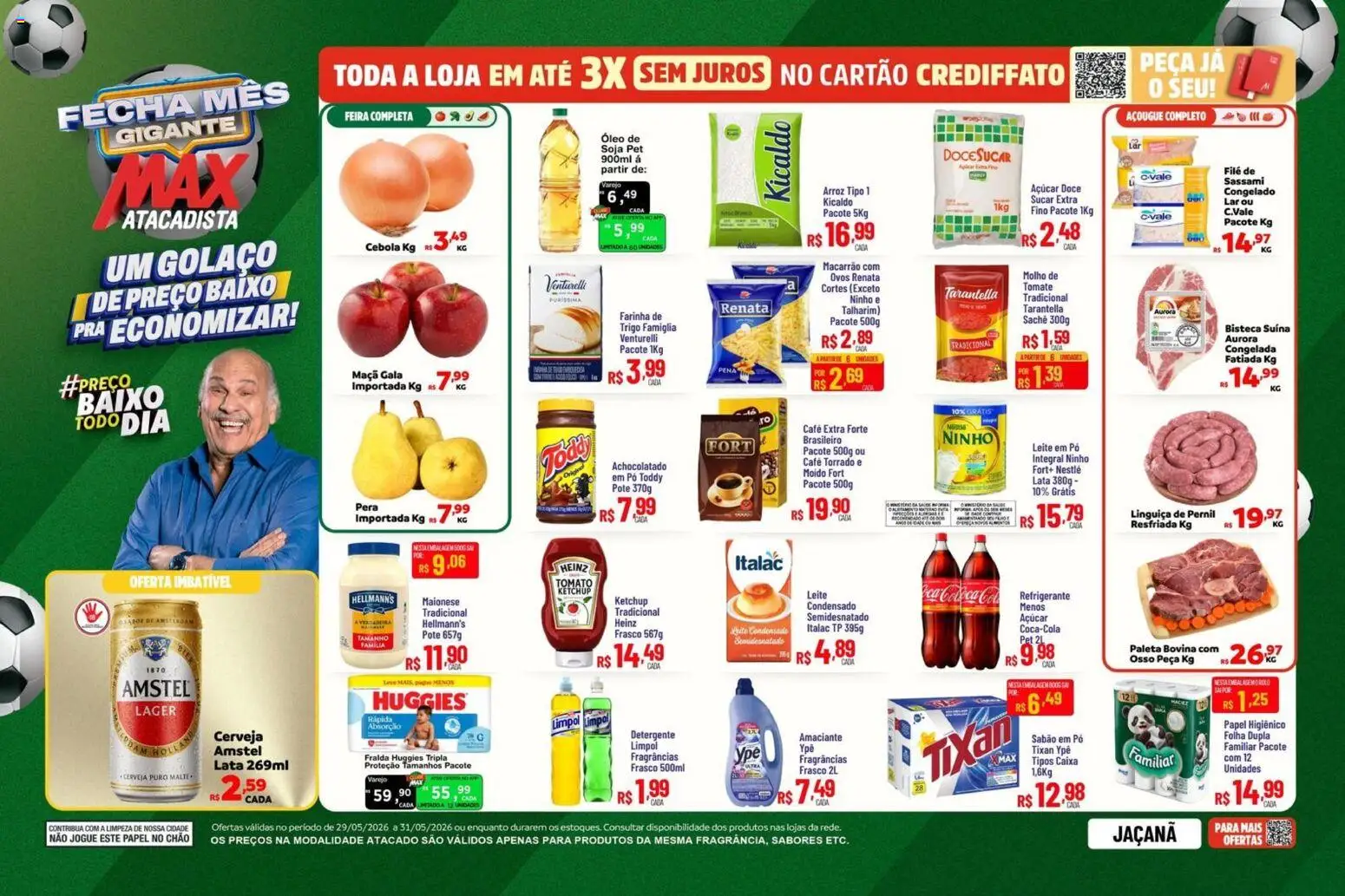 Max Atacadista Folheto - válido de 29.05.2026 | Página: 1 | Produtos: Talharim, Detergente, Linguiça, Arroz