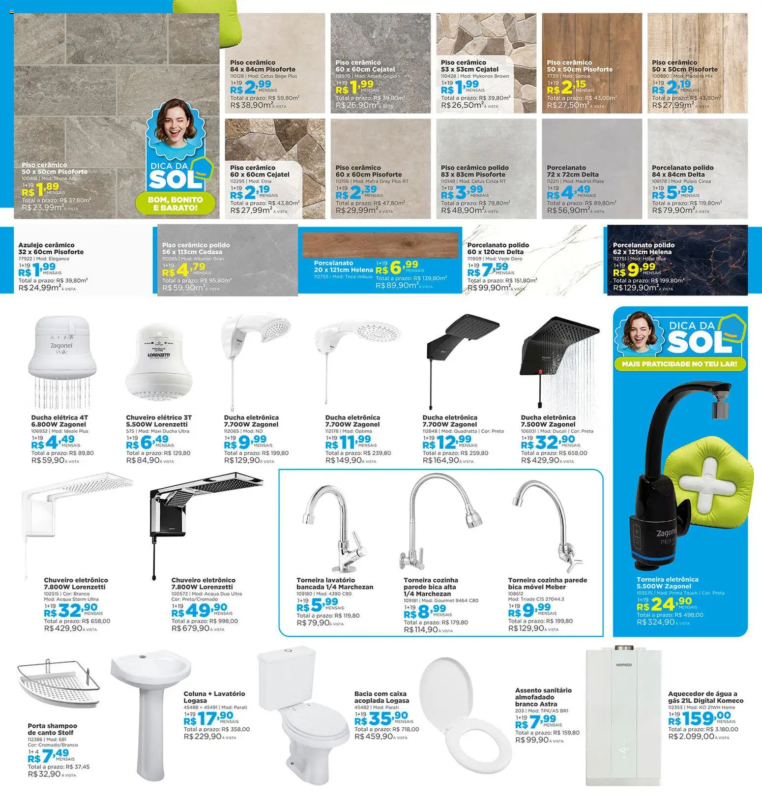 Lojas Solar Folheto - válido de 01.04.2026 | Página: 15 | Produtos: Ducha eletrônica, Lavatório, Torneira, Chuveiro elétrico