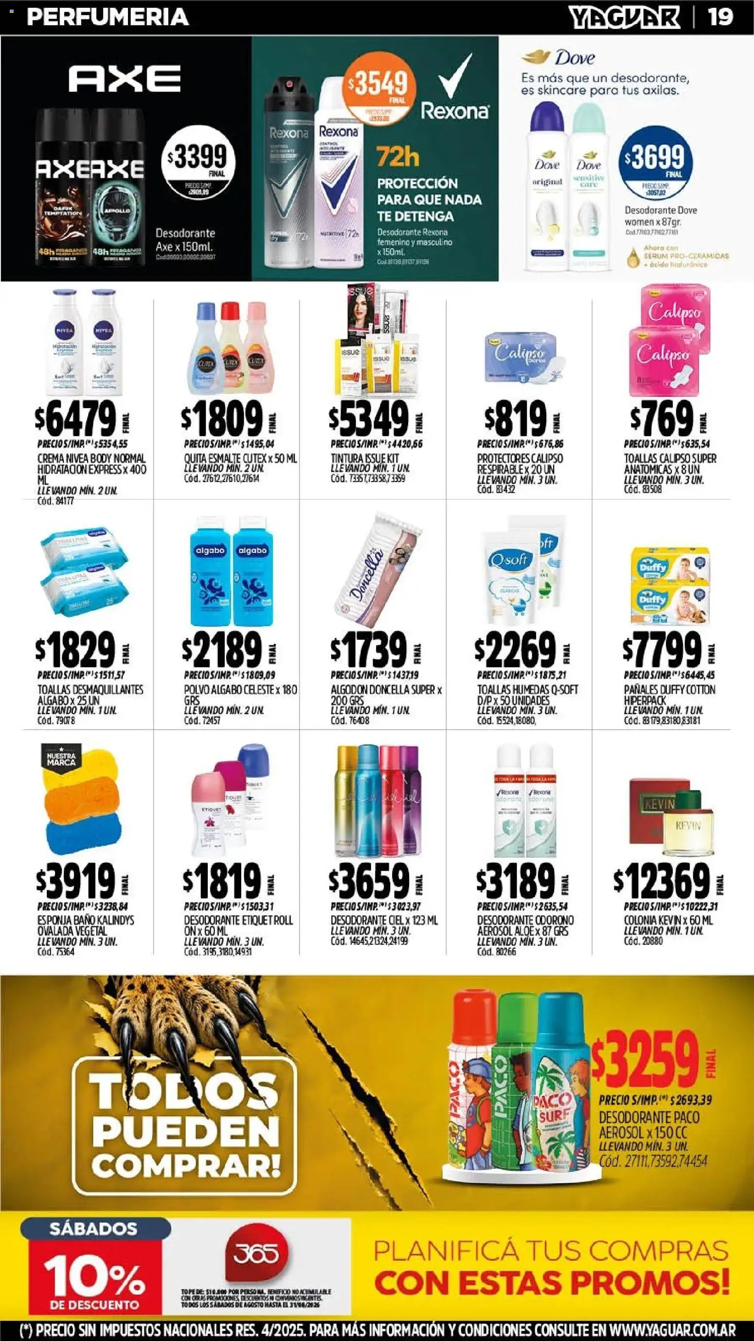 Yaguar - Oferta Semanal San Juan │ válido desde el 03/08/2026 | Página: 19 | Productos: Algodón, Baño, Tintura, Esponja