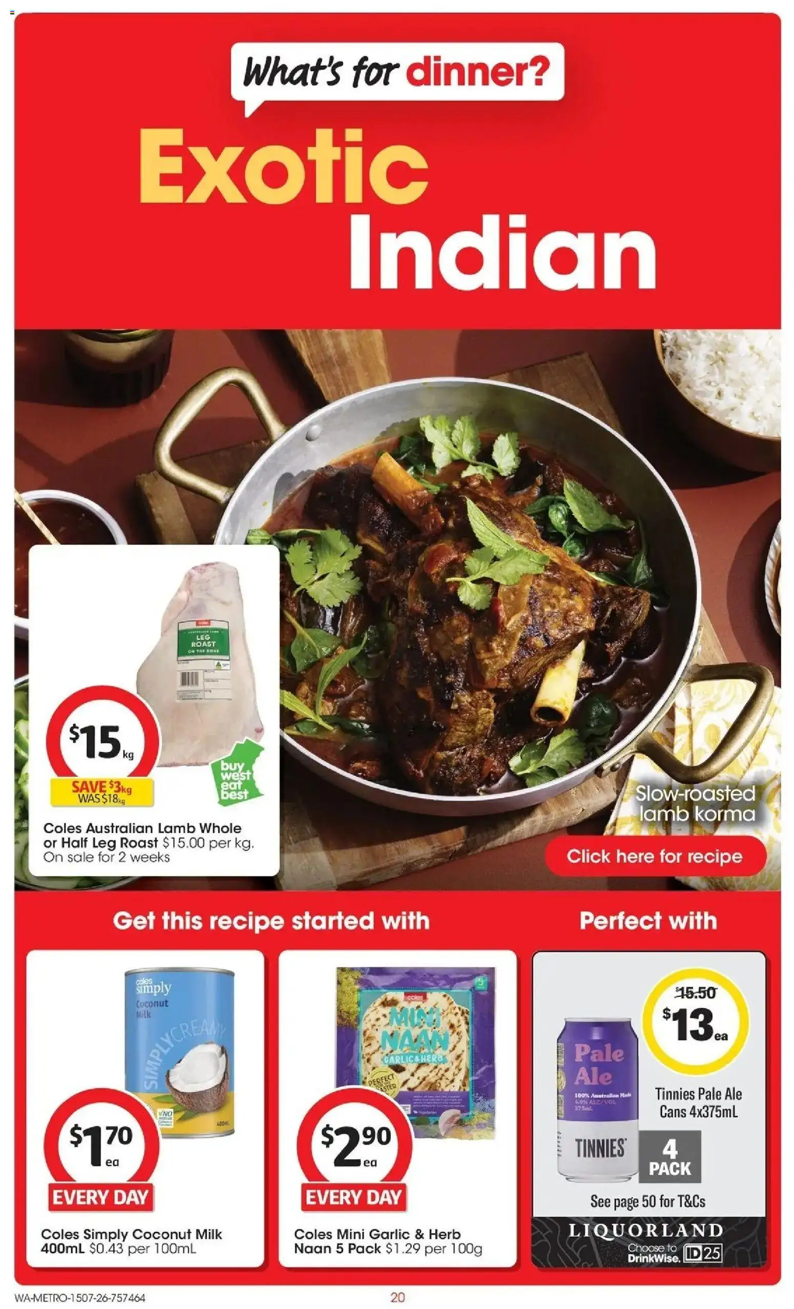 Coles catalogue - valid from 15/07/2026 | Page: 20 | Products: Milk, Herbs, Lamb, Roast
