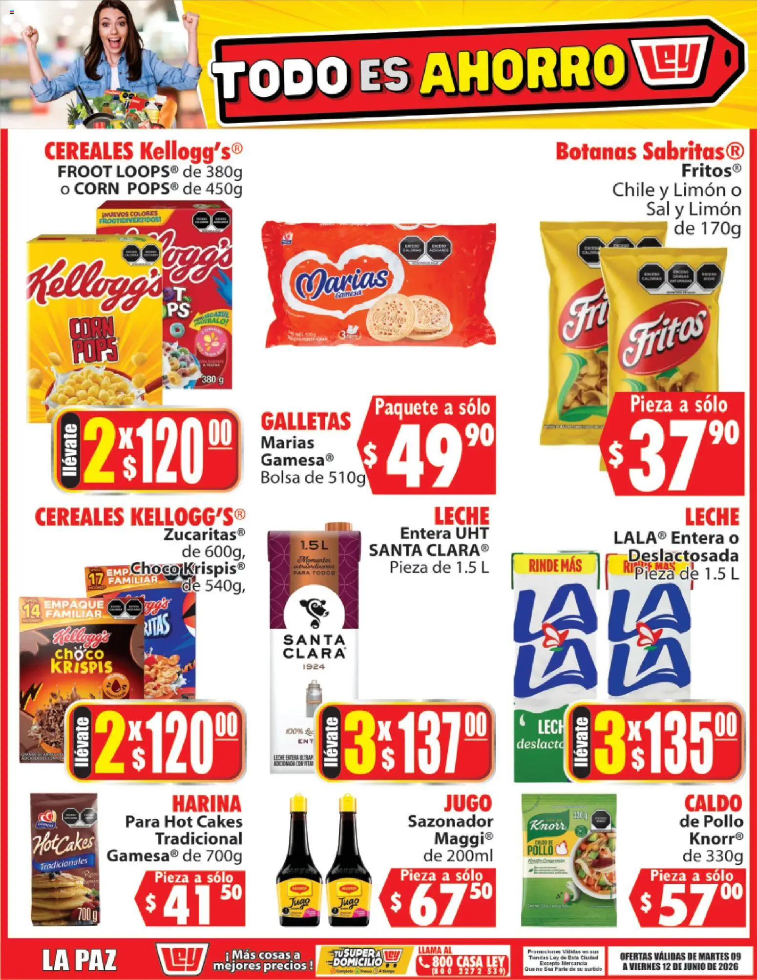 Nuevas ofertas de Casa Ley válidas en toda la República Mexicana desde el 09.06.2026. ¡Encuentra las mejores ofertas en Casa Ley folleto Todo es ahorro! | Página: 2 | Productos: Harina, Limón, Leche, Cereales