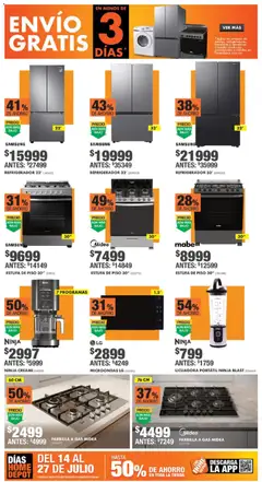 Vista previa de Home Depot catálogo, nuevo folleto de la tienda, válido en México a partir del 14/07/2026 | Página: 3 | Productos: Refrigerador, Licuadora, Microondas, Parrilla