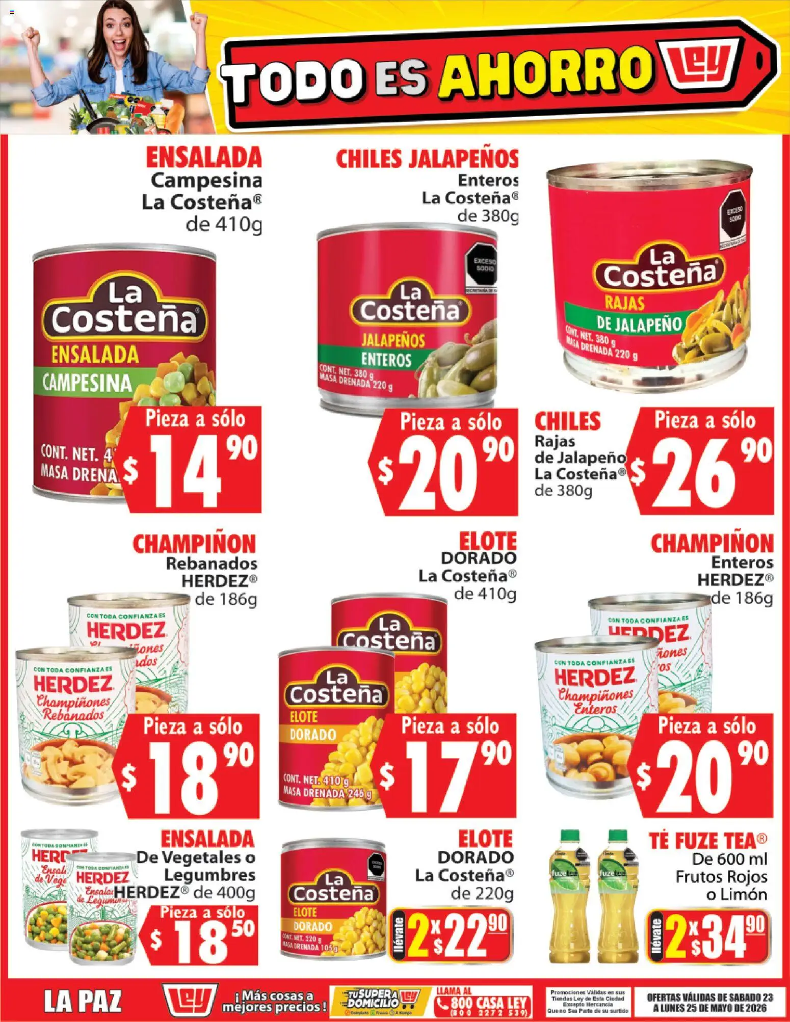 Nuevas ofertas de Casa Ley válidas en toda la República Mexicana desde el 23.05.2026. ¡Encuentra las mejores ofertas en Casa Ley folleto Todo es ahorro! | Página: 6 | Productos: Limón, Ensalada, Té