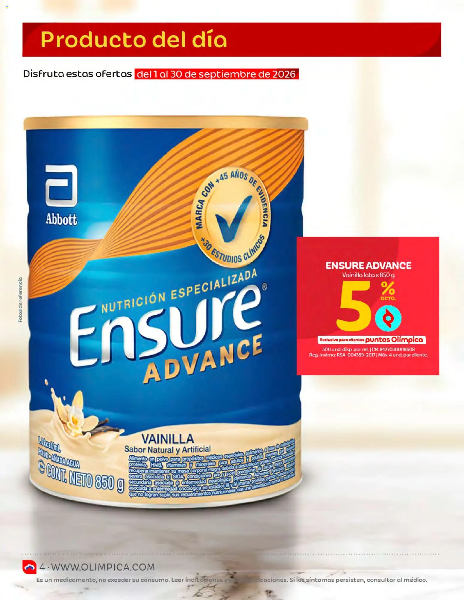 Olímpica revista - valida desde el 01/09/2026 | Página: 4 | Productos: Agua, Masa, Polvo, Vainilla
