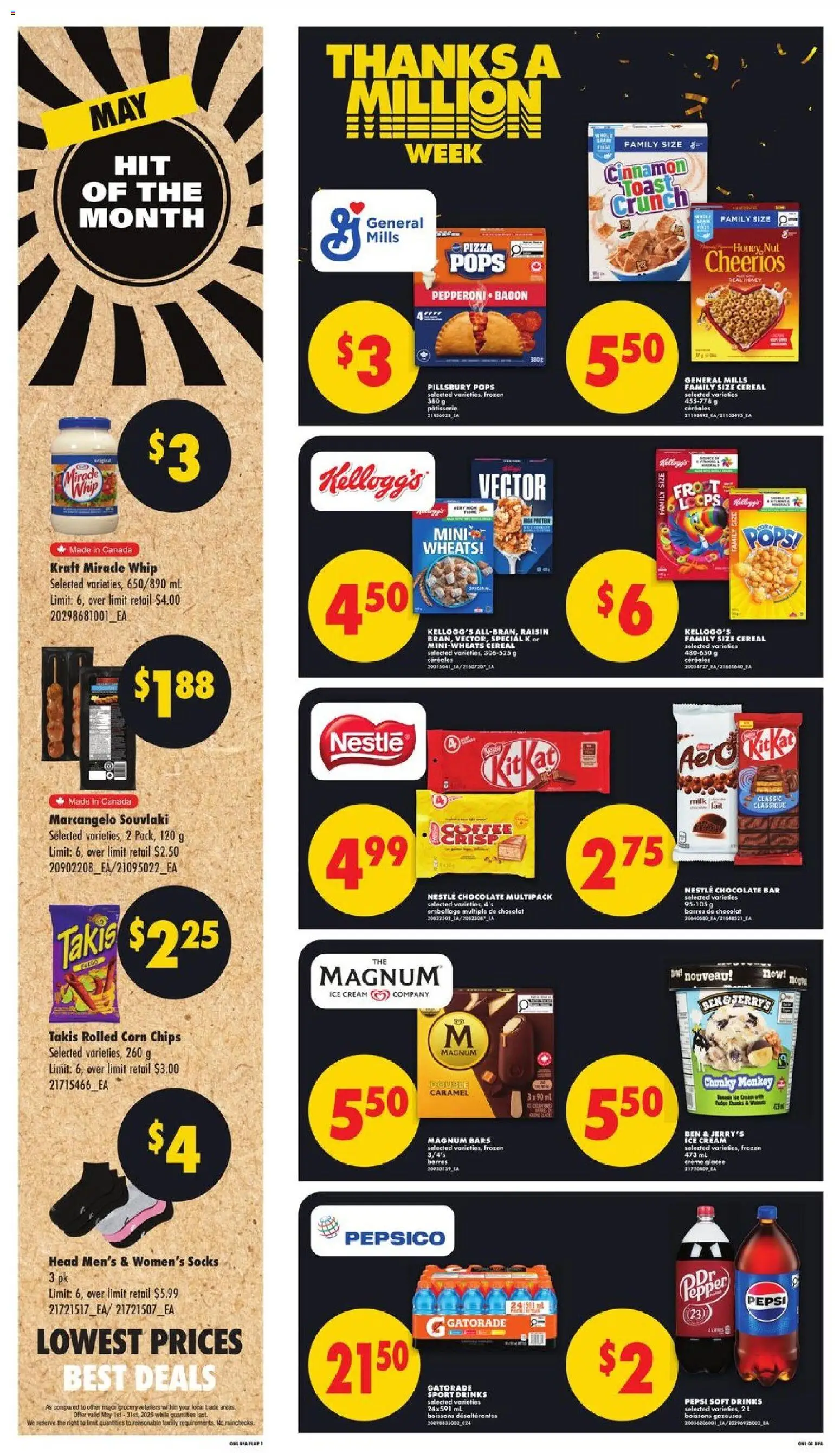 No Frills flyer valid from 28.05.2026 | Page: 5 | Products: Ice cream, Chocolate, Pizza, Socks