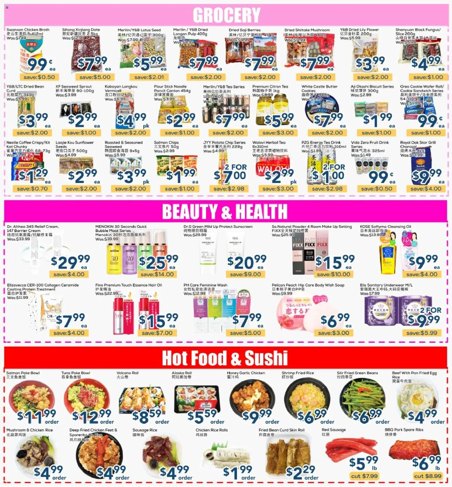 Oceans flyer valid from Sep 18, 2026 | Page: 3 | Products: Beef, Salmon, Honey, Sushi