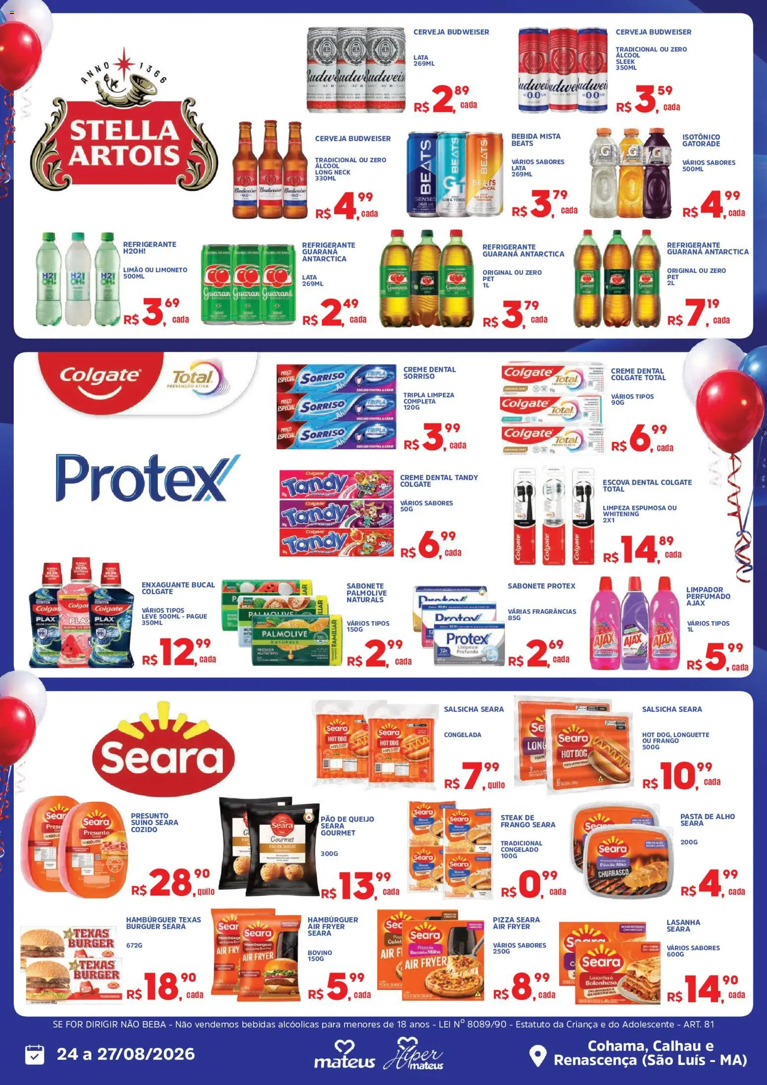 Mateus Folheto - válido de 24/08/2026 | Página: 4 | Produtos: Alho, Hambúrguer, Bebida, Milho