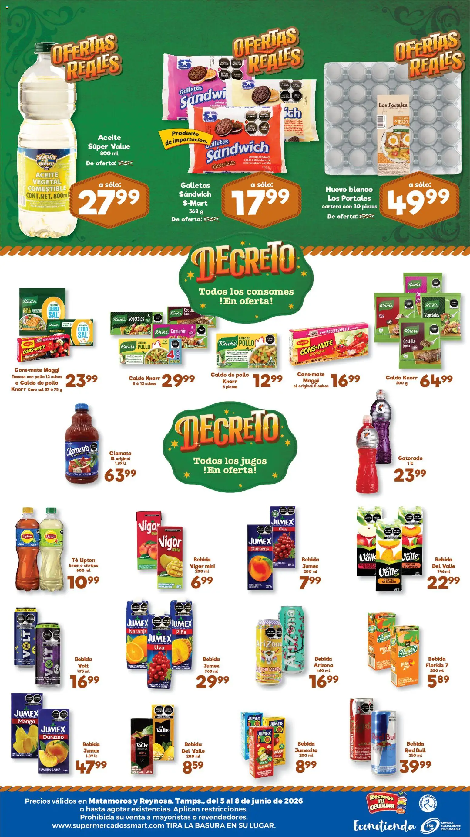 Nuevas ofertas de S-Mart válidas en toda la República Mexicana desde el 05.06.2026. ¡Encuentra las mejores ofertas en S-Mart folleto Ofertas de feria Matamoros! | Página: 2 | Productos: Sal, Mango, Piña, Galletas