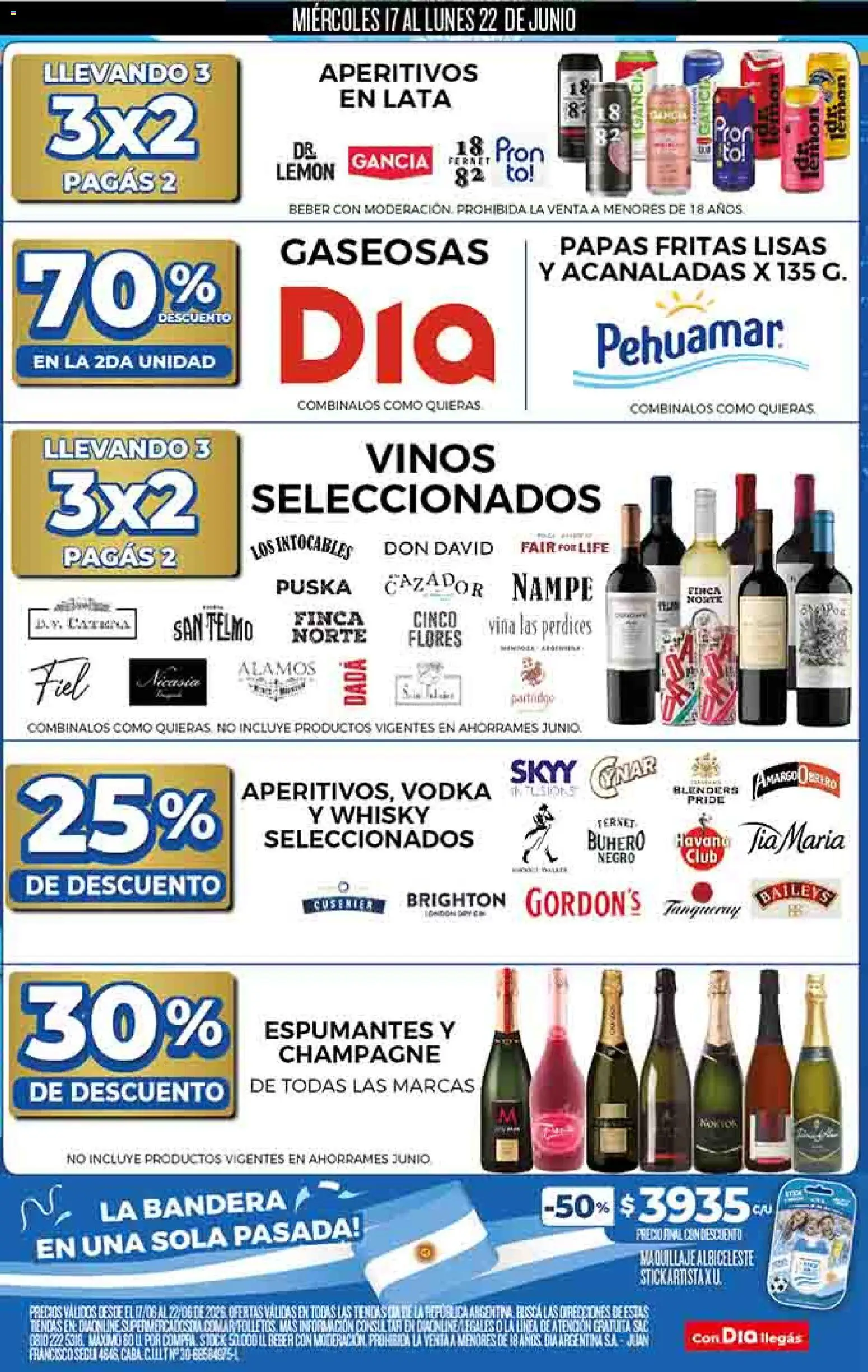 Supermercado DIA Ofertas │ válido desde el 17.06.2026 | Página: 6 | Productos: Vodka, Whisky, Champagne, Papas fritas